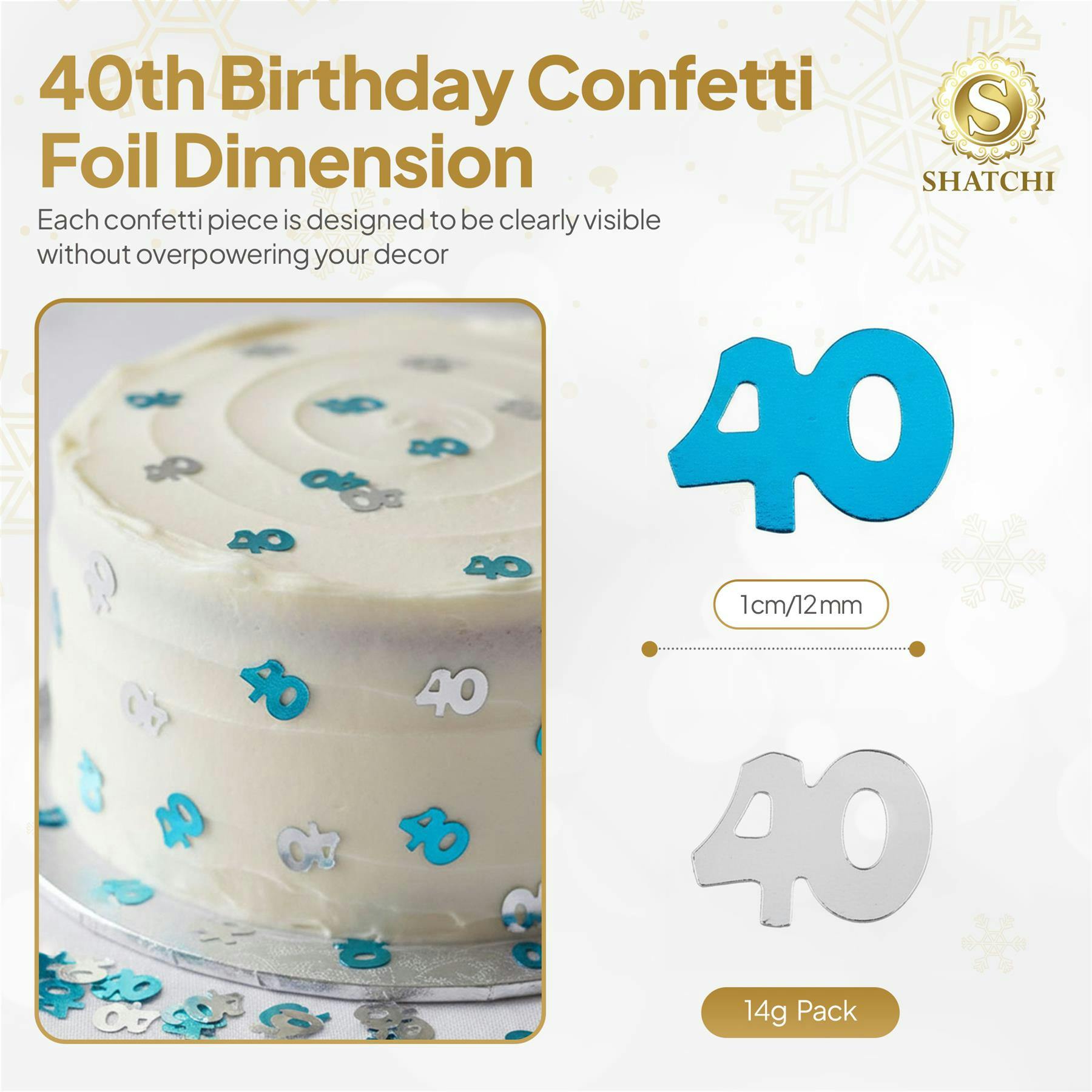 Shatchi Blue/Silver 40Th Birthday & Metallic Confetti Table Decoration Pack, Foil Finish - 1 Pack - Hanging Decoration Set