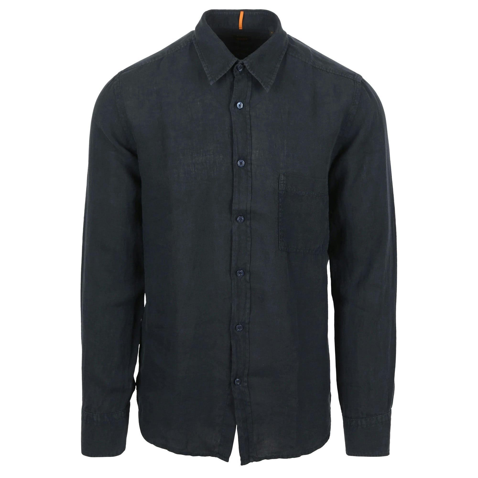 Boss Dark/Blue Relegant 6 Linen Long Sleeve Shirt - XX-Large