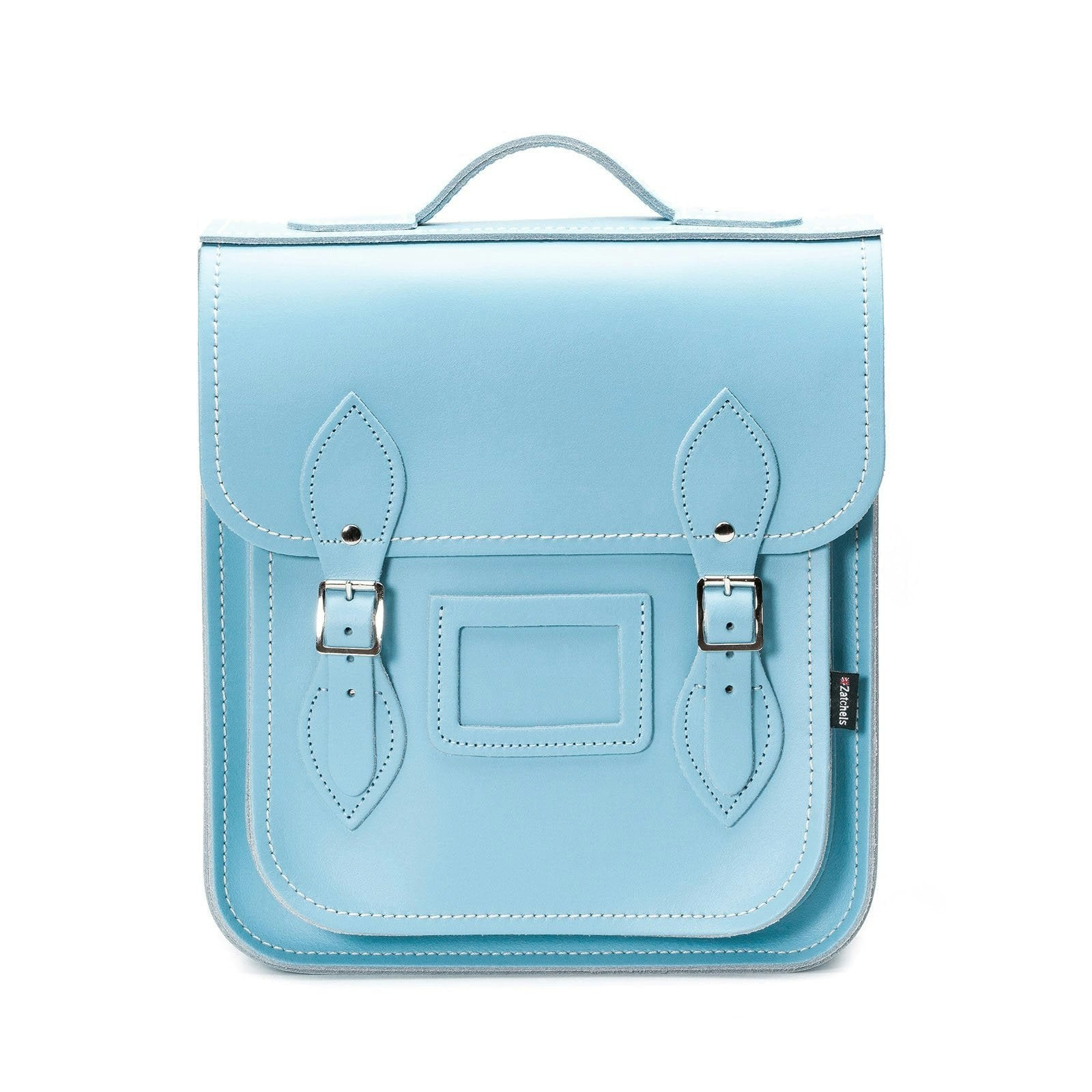 Zatchels Blue Handmade Leather City Backpack - Pastel Baby - Small