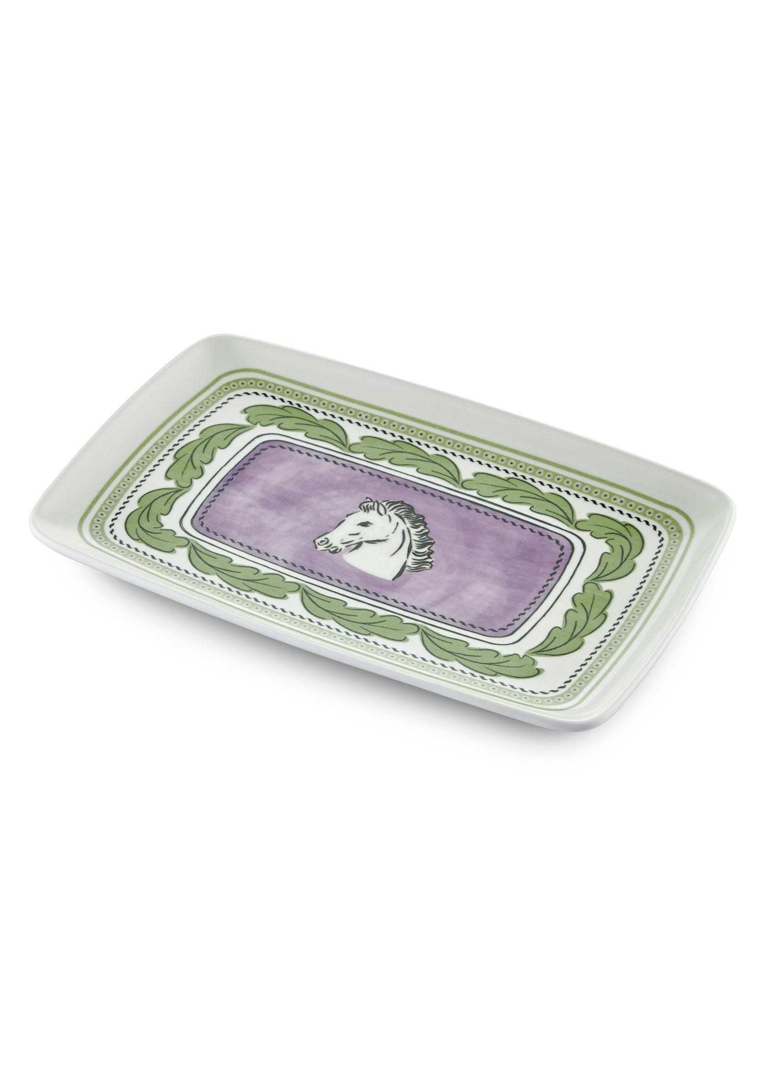 Rozi Green/Purple Provence Collection Rectangular Serving Platter – 34 X 25 Cm