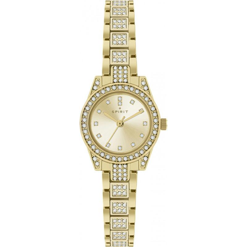 Spirit Women's Stone Set Golden Sunray Dial & Stone Accented Gold Tone Bracelet Watch - Image 2