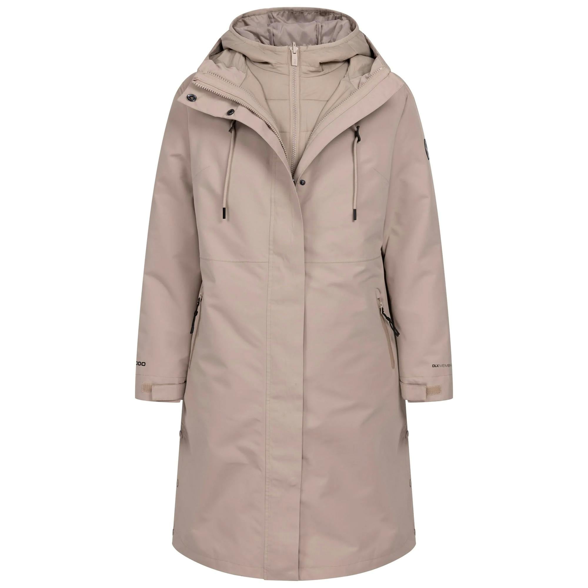 Trespass Women's Allegra Dlx 3 In 1 Waterproof Jacket - Sand - L - Sand - 100% Mixed
