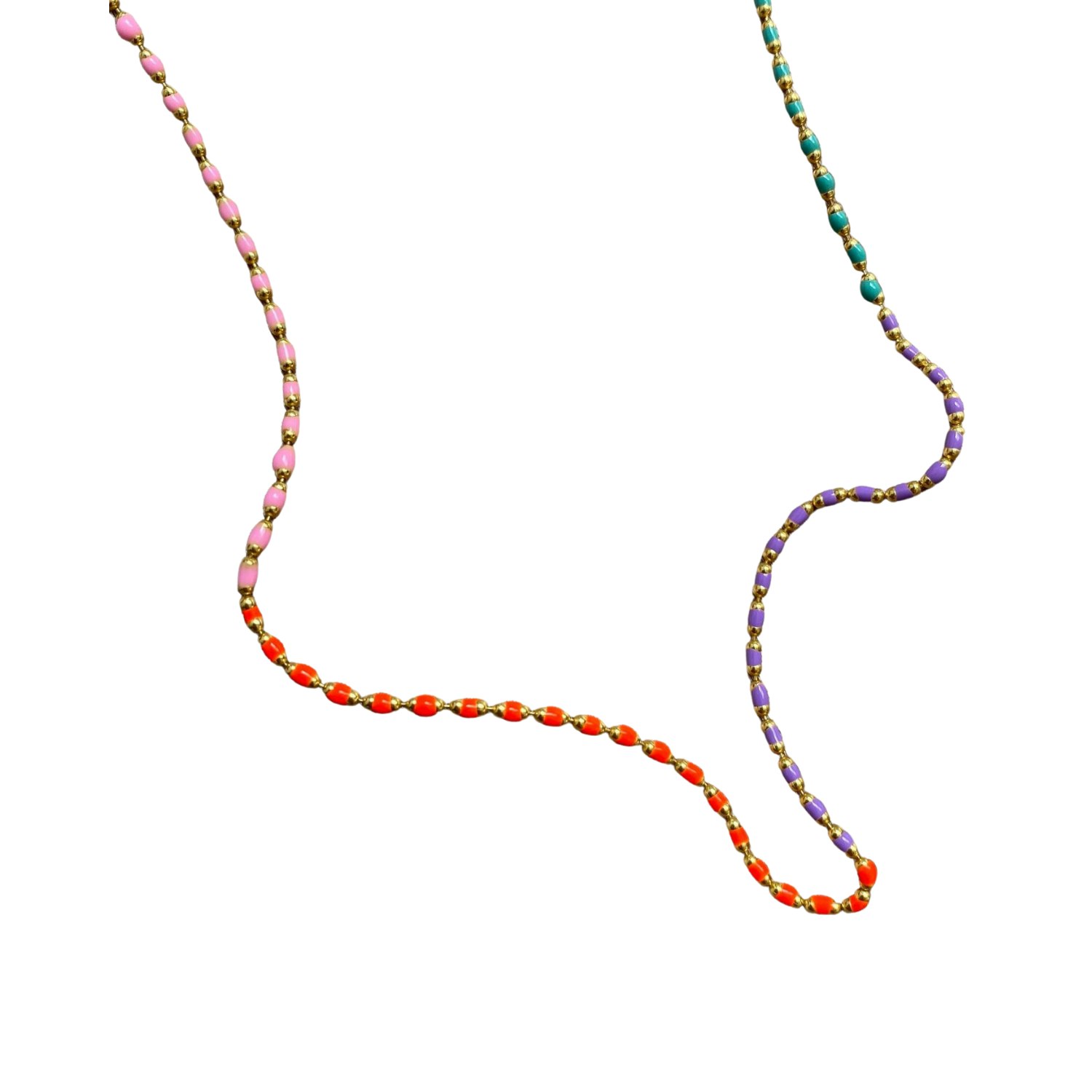 Spero London Silver Sterling Enamel Mine Beaded Colourful Rainbow Necklace