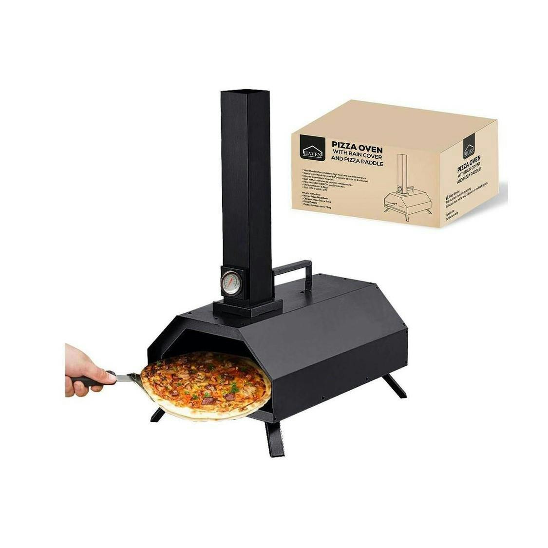 Haven Outdoor Wood Fired Pizza Oven Stone Paddle Rain Cover Garden Bbq