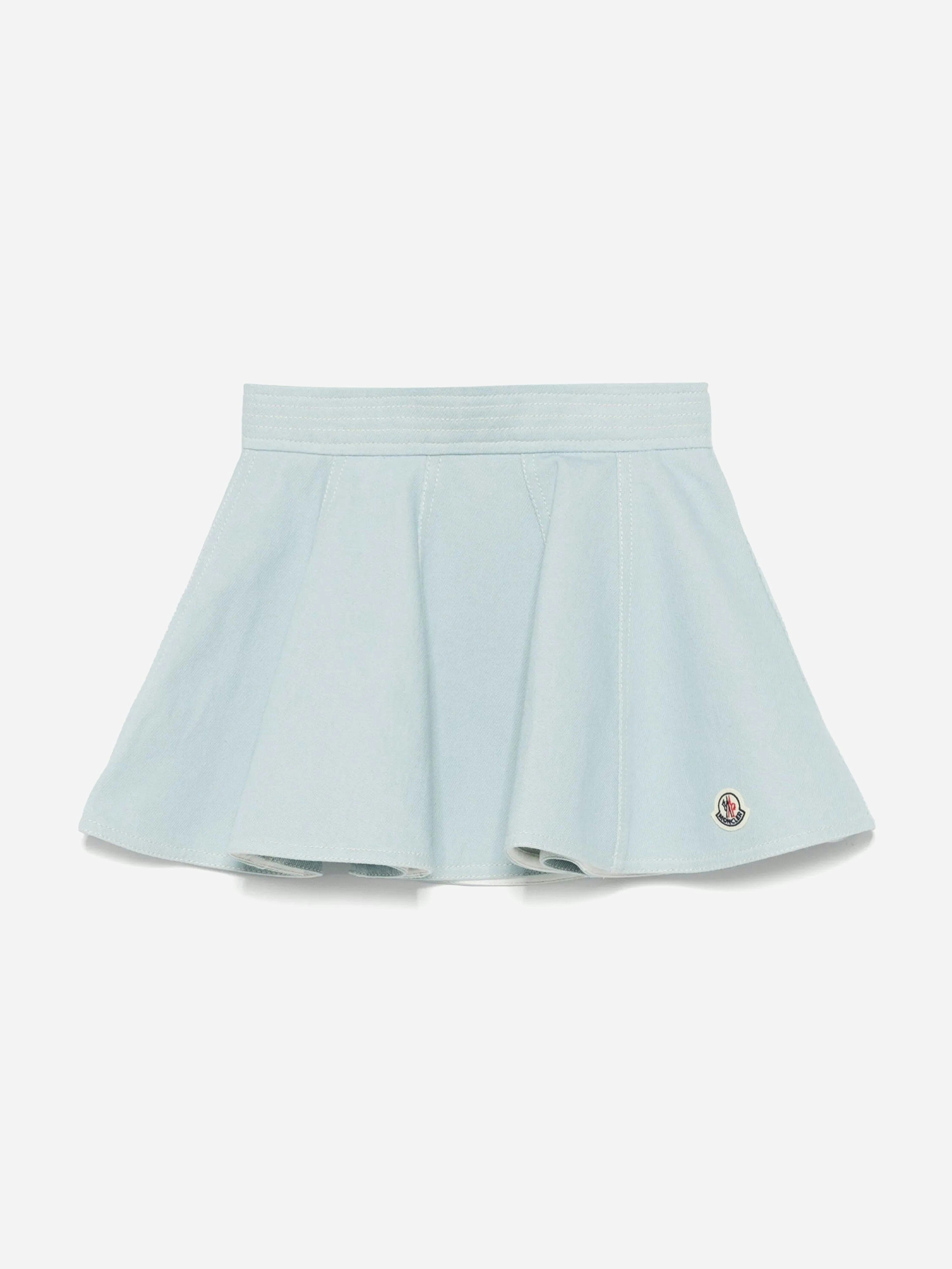Moncler Enfant Girls Blue Logo Zip Skirt In - 14 Yrs