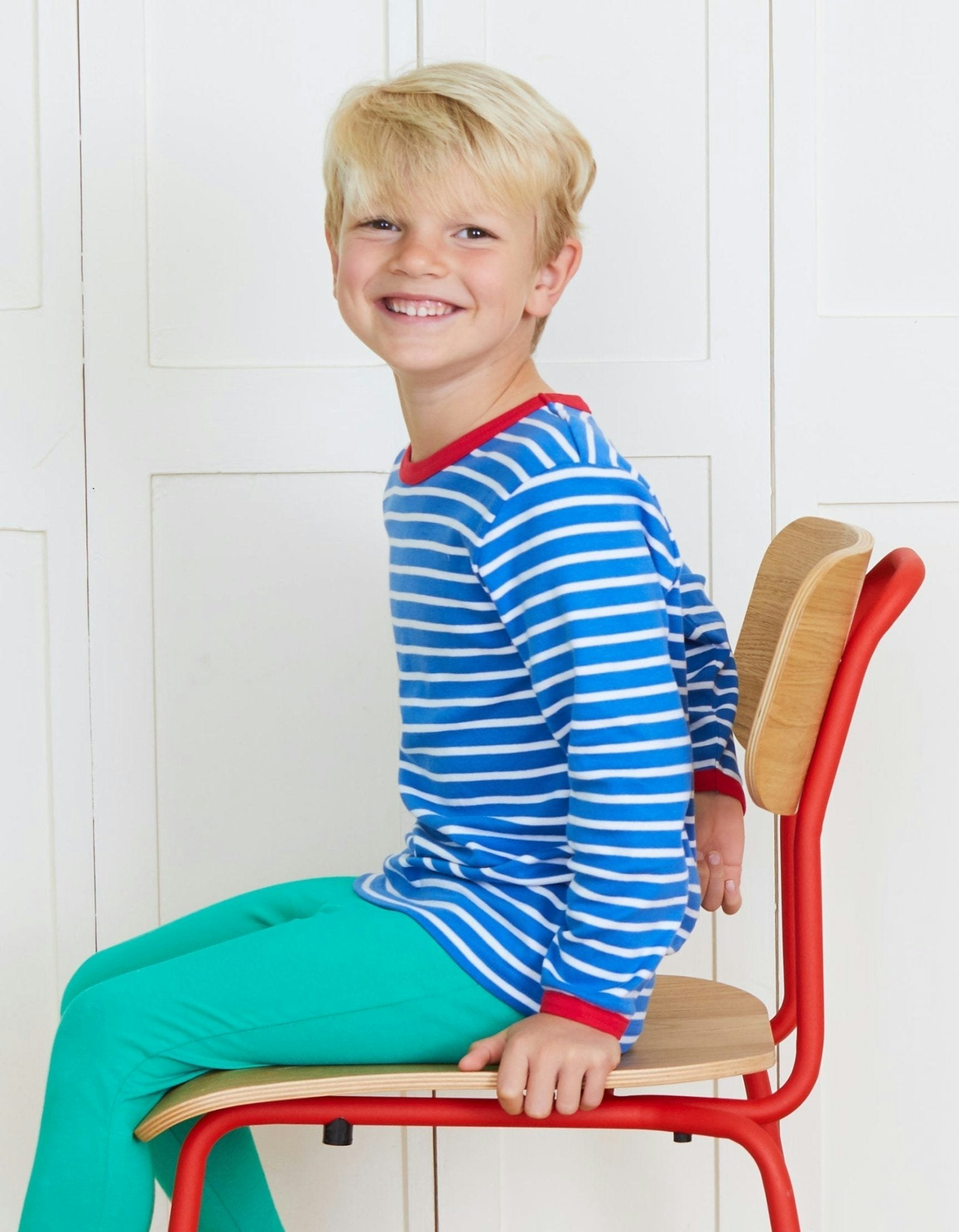 Toby Tiger Blue Organic Breton Long-Sleeved T-Shirt - 12-18M / 86Cm