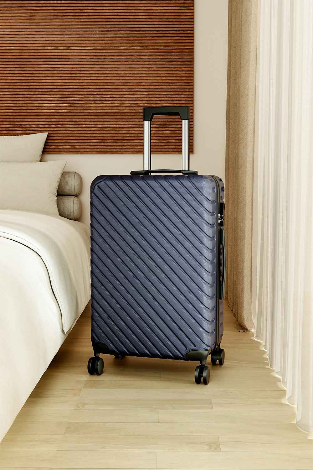 Living And Home Blue Hardshell Rolling Luggage Trolley Travel Suitcase - 24"