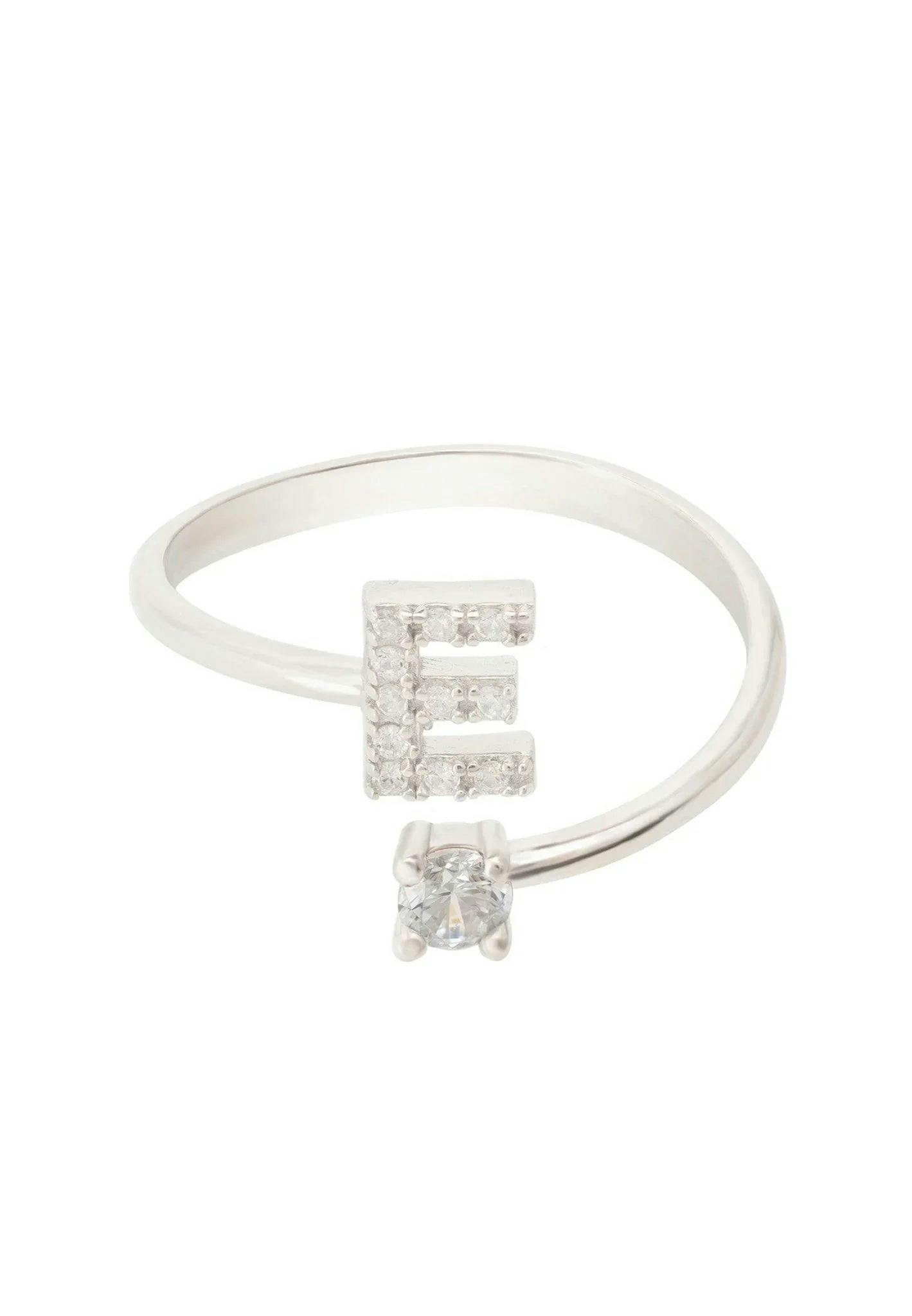 Latelita Silver Initial Ring E