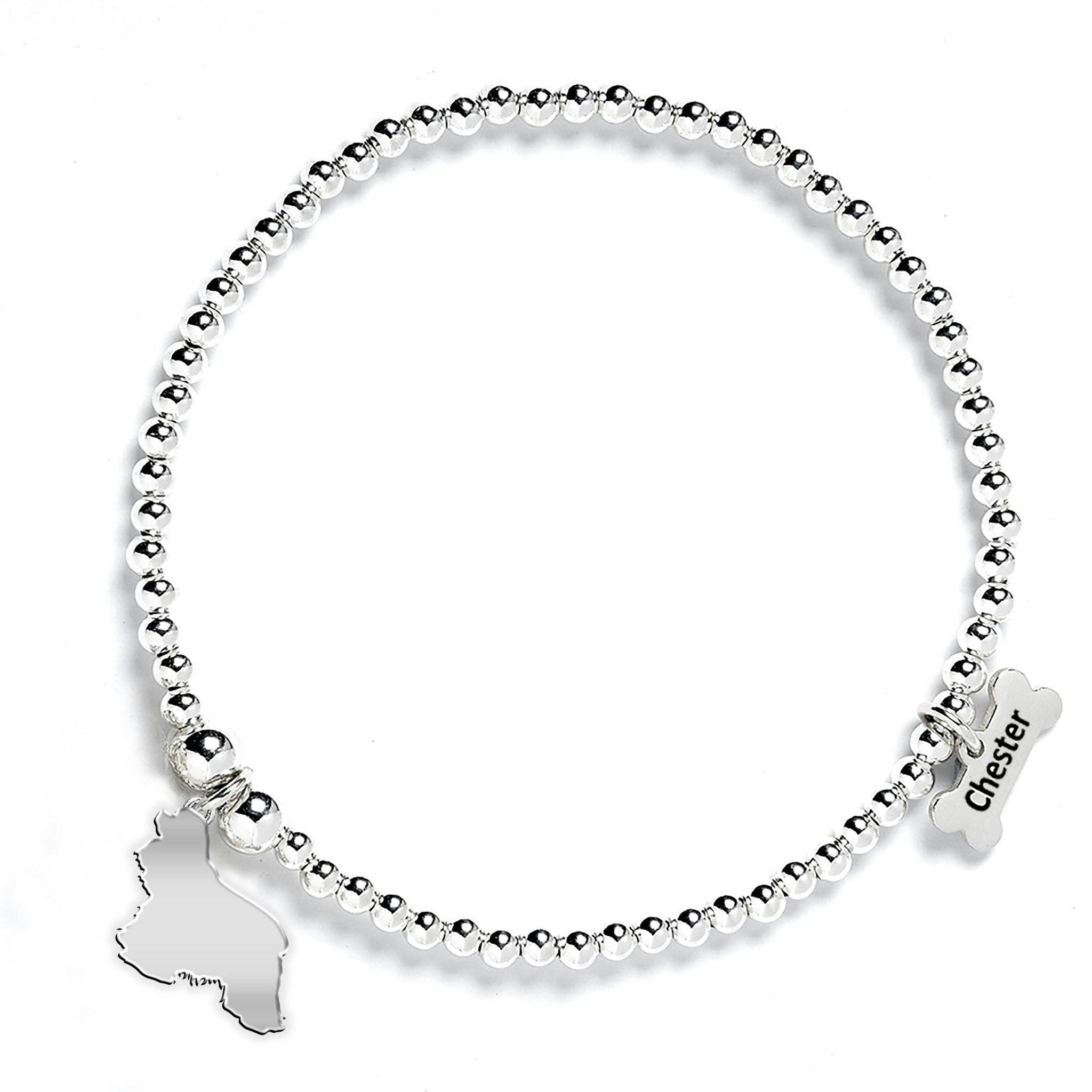 Mylee London Silver American Cocker Spaniel Silhouette Ball Bracelet - Personalised - No