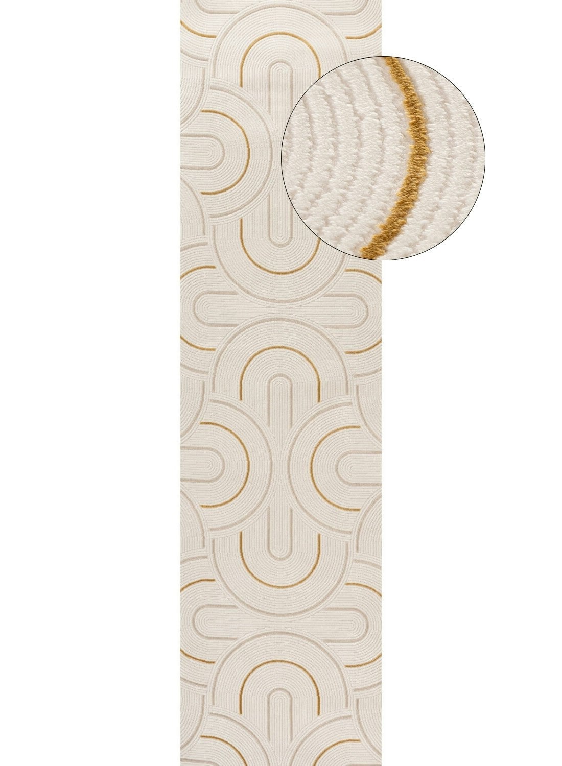 The Rugs Cream/Gold Carmel - Geometric Rug | 6070 - 80X300 Cm