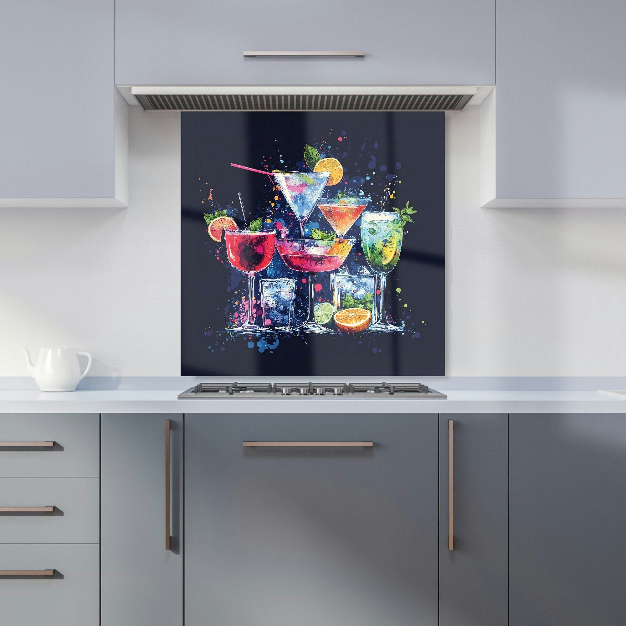 Warren Reed - Designer Nighttime Cocktail Splash Kitchen Splashback - W600mm X H600mm