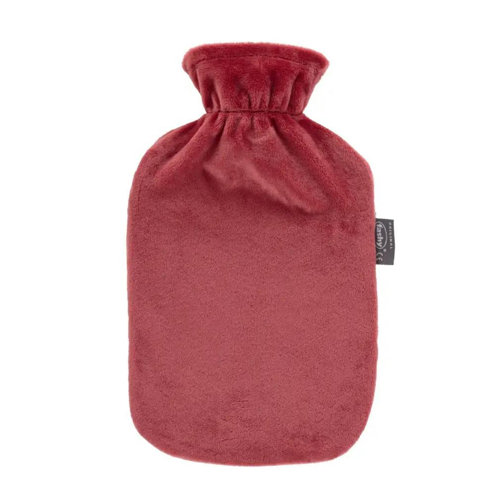 Fashy Bordeaux/Red 2 Litre Hot Water Bottle With Plush Cover