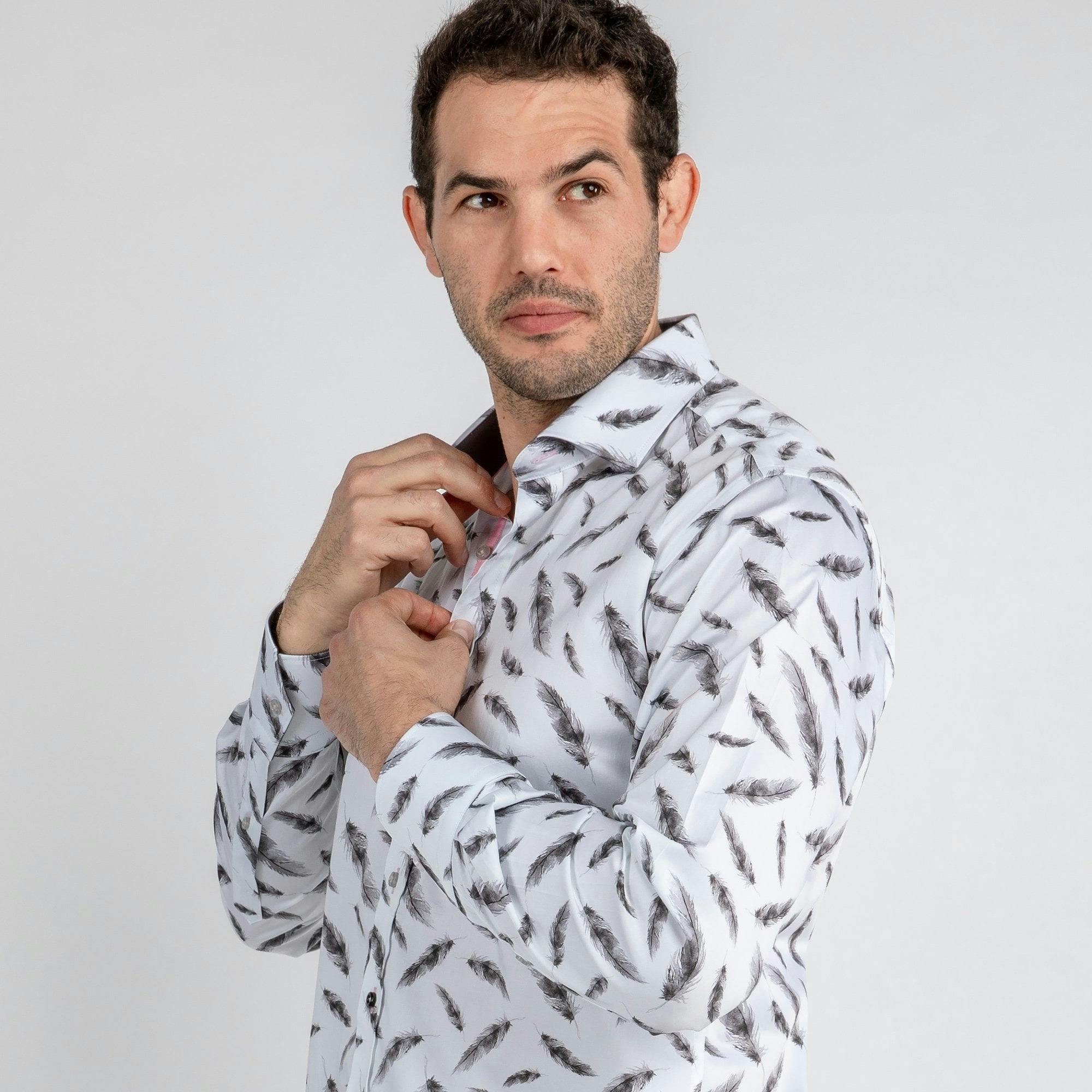 Claudio Lugli White Feathers Floating Print Shirt - Large