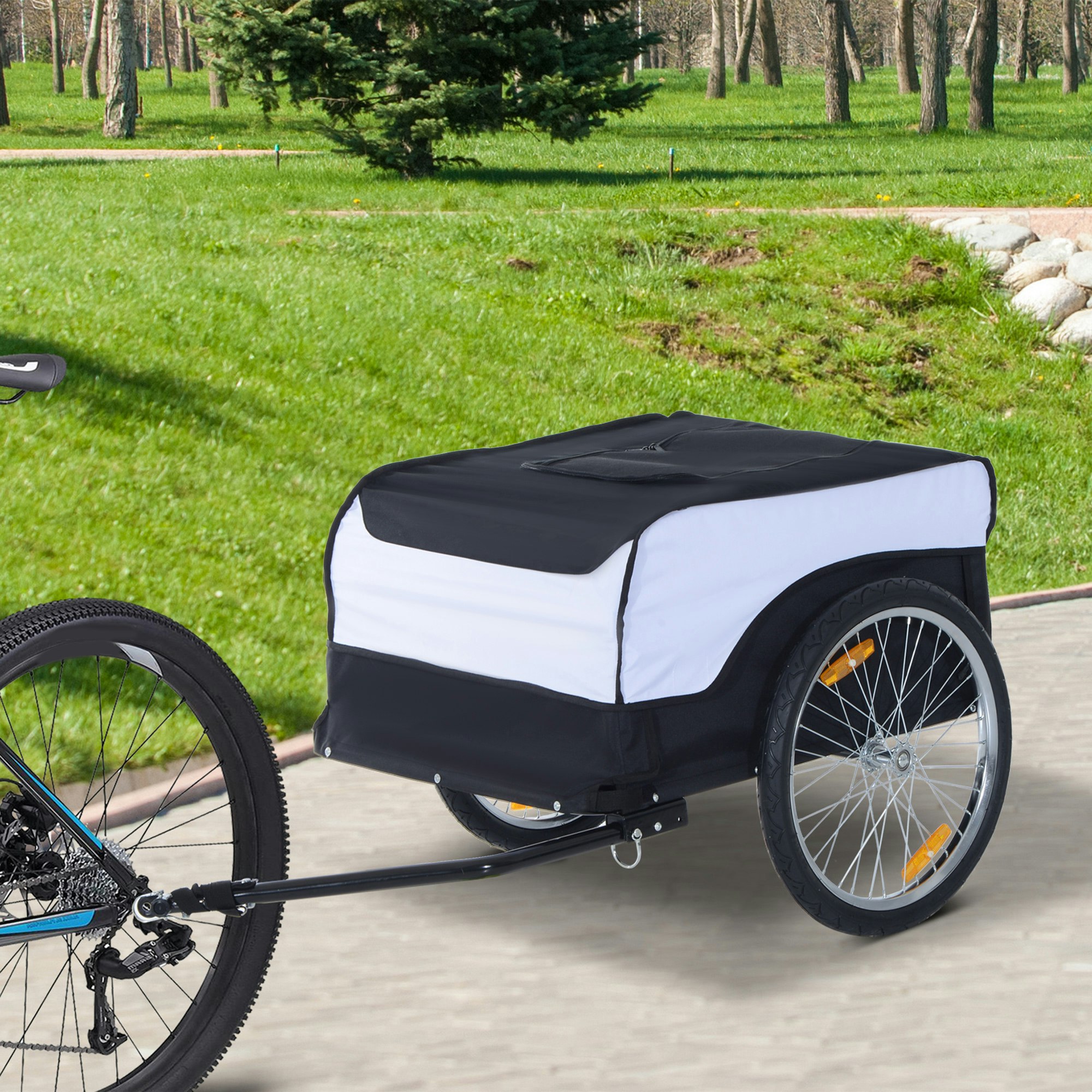 Homcom White/Black Pawhut Bicycle Cargo Trailer Shop Luggage Storage Utility Hitch Cover - And