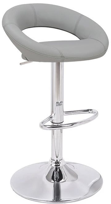 B&Q -  Sorrento Real Leather Kitchen And Breakfast Bar StoolHeight Adjustable Swivel Gas LiftGrey - Image 3