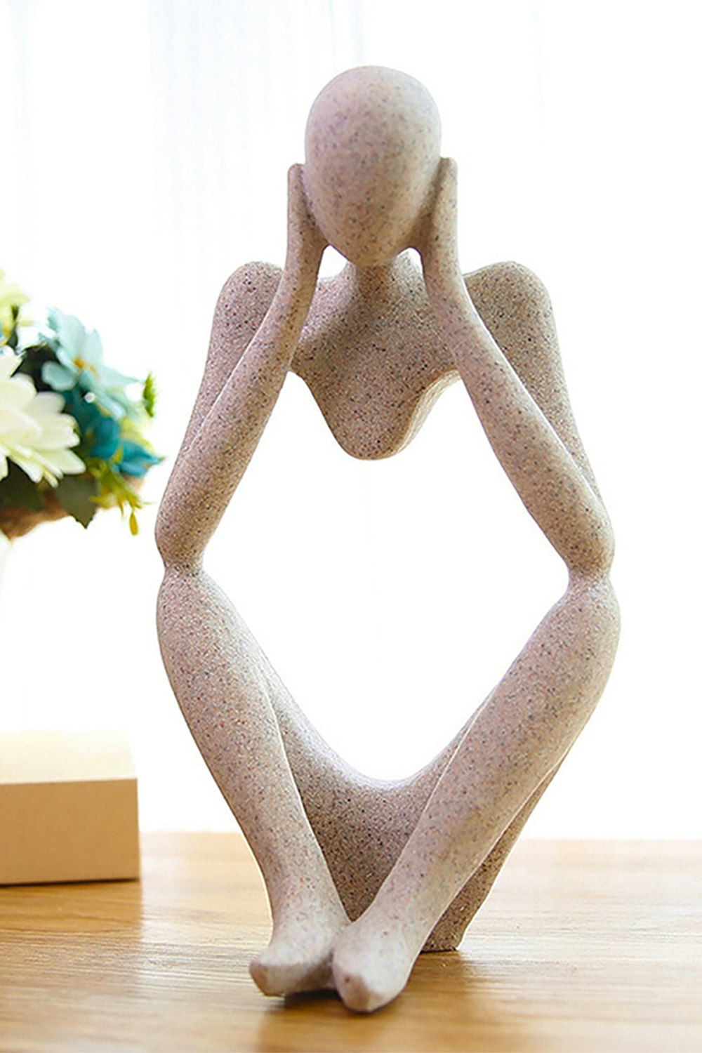Rackhams Unisex Beige Art Abstract Meditator Statue Tabletop Woman Figurine