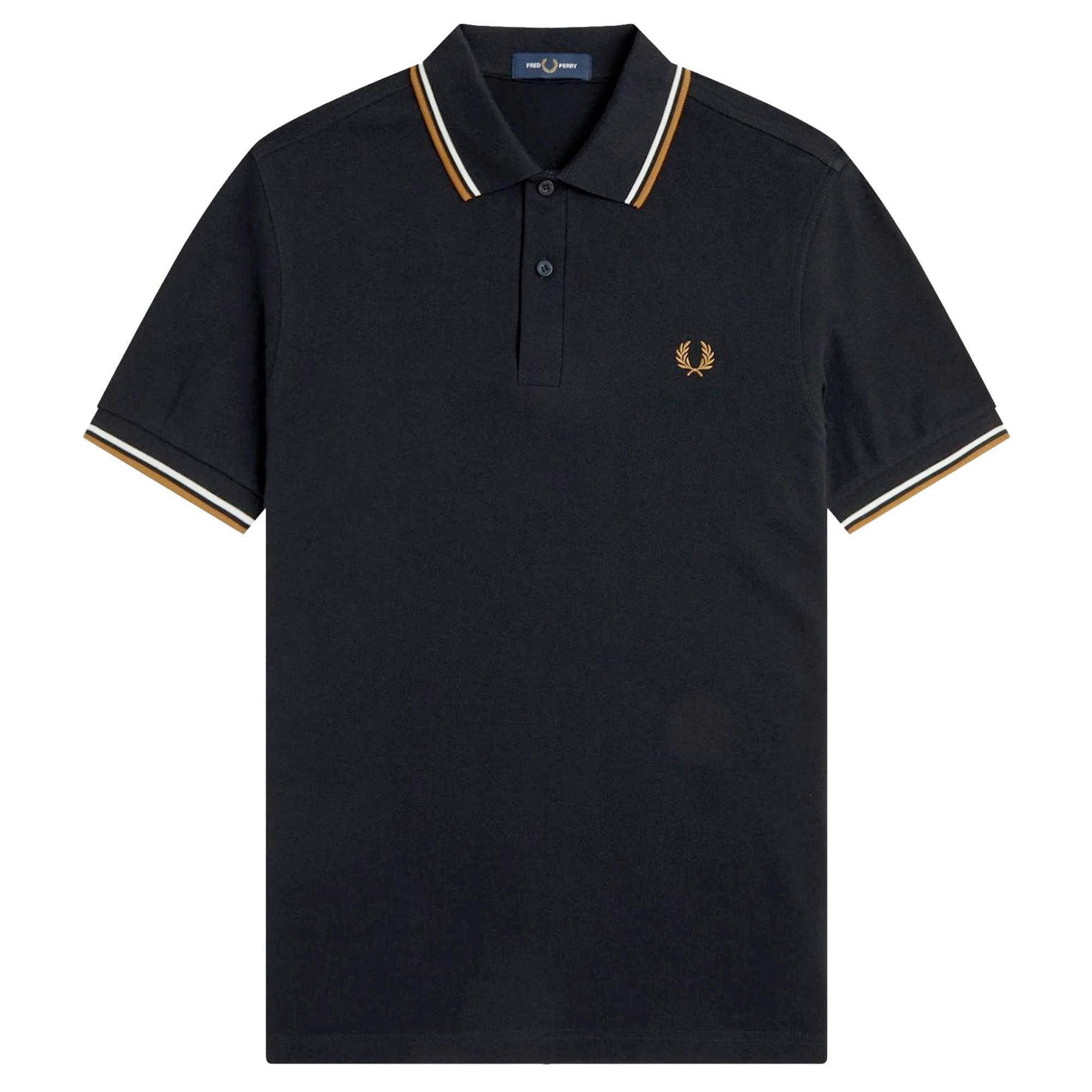 Fred Perry Black/Dark Twin Tipped Polo Shirt - /Ecru/ Caramel - Medium