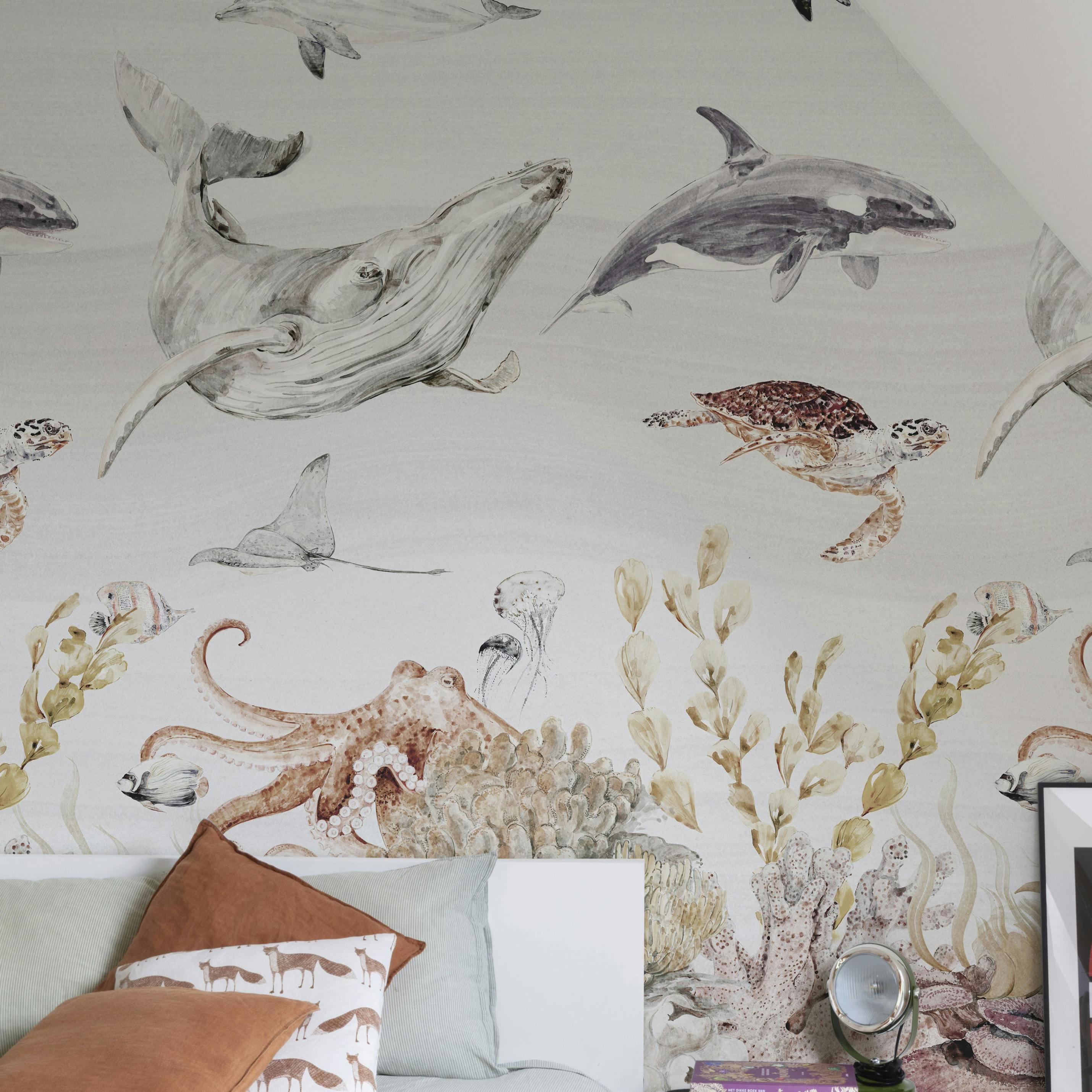Rackhams Coral Watercolour Sealife Reef Nursery 3 Panel Repeatable Mural 1.59 X 2.8M