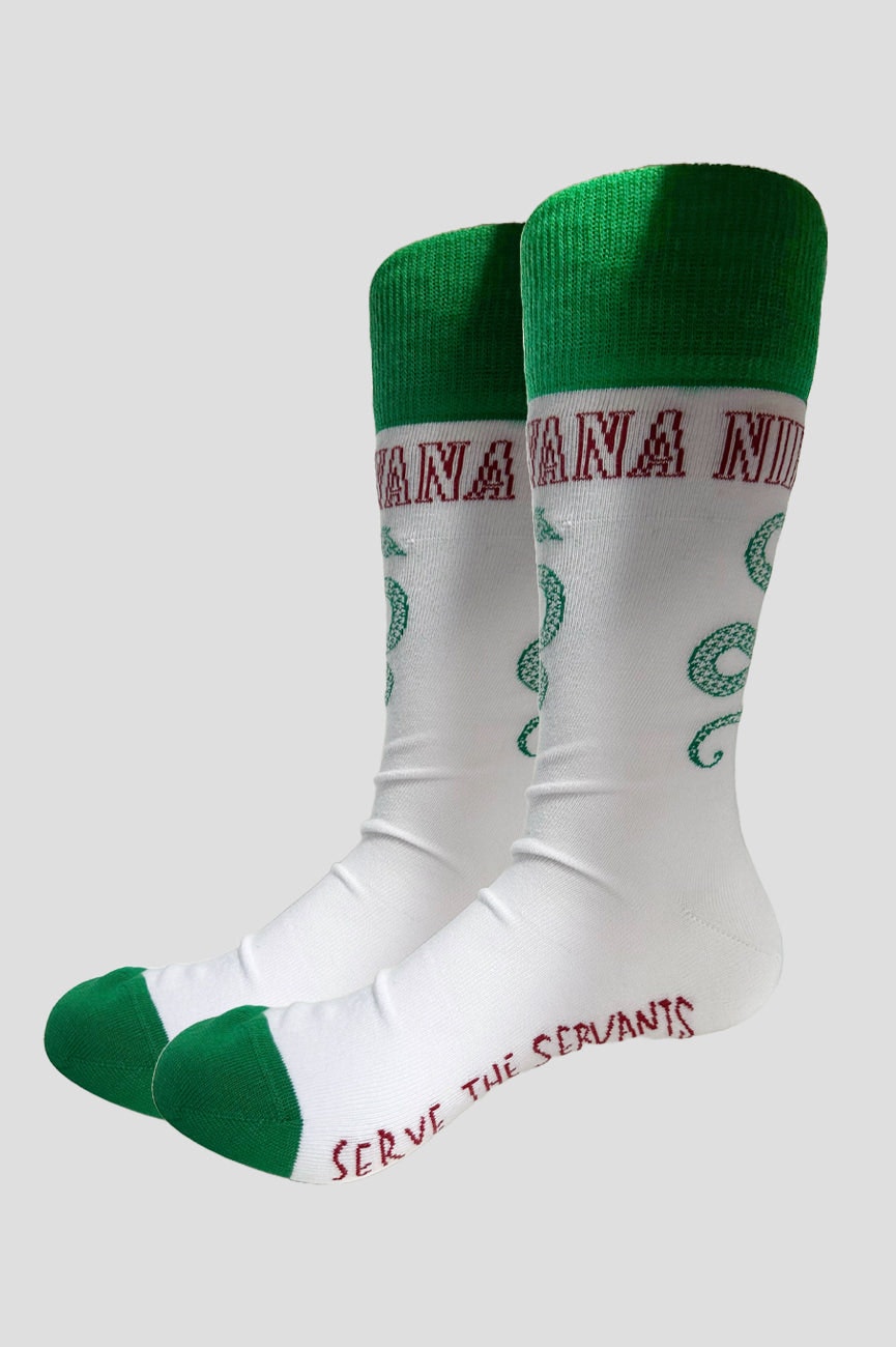 Paradiso Clothing Unisex White Nirvana Serve The Servants Ankle Socks