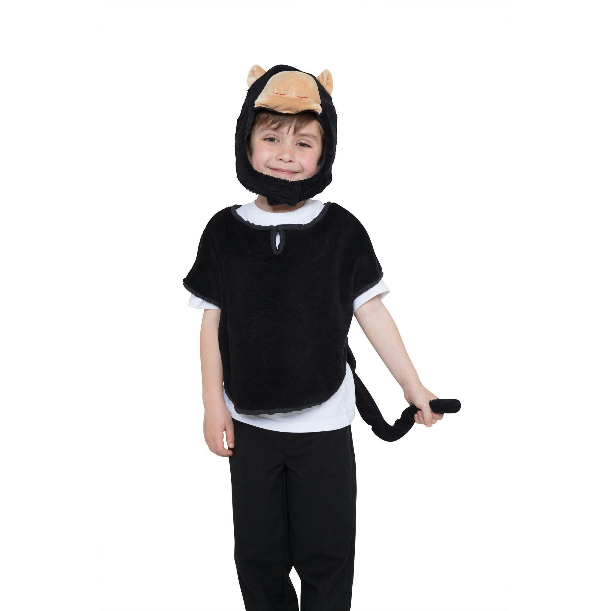 Bristol Novelty Black/Brown Kids Monkey Tabard Hood And Tail Costume Set - One Size