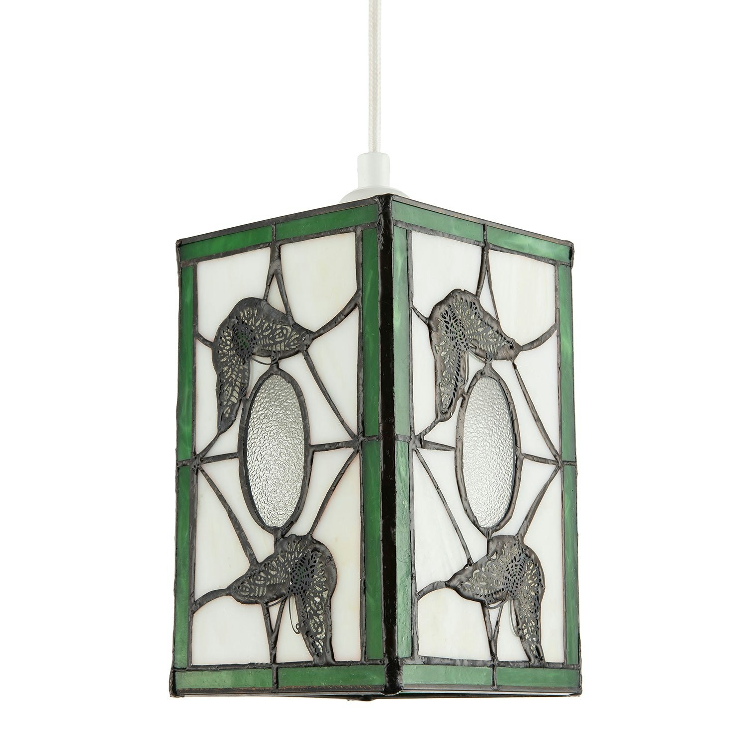 Happy Homewares Light/Green Traditional Lantern Tiffany Pendant Ing Shade With Butterflies