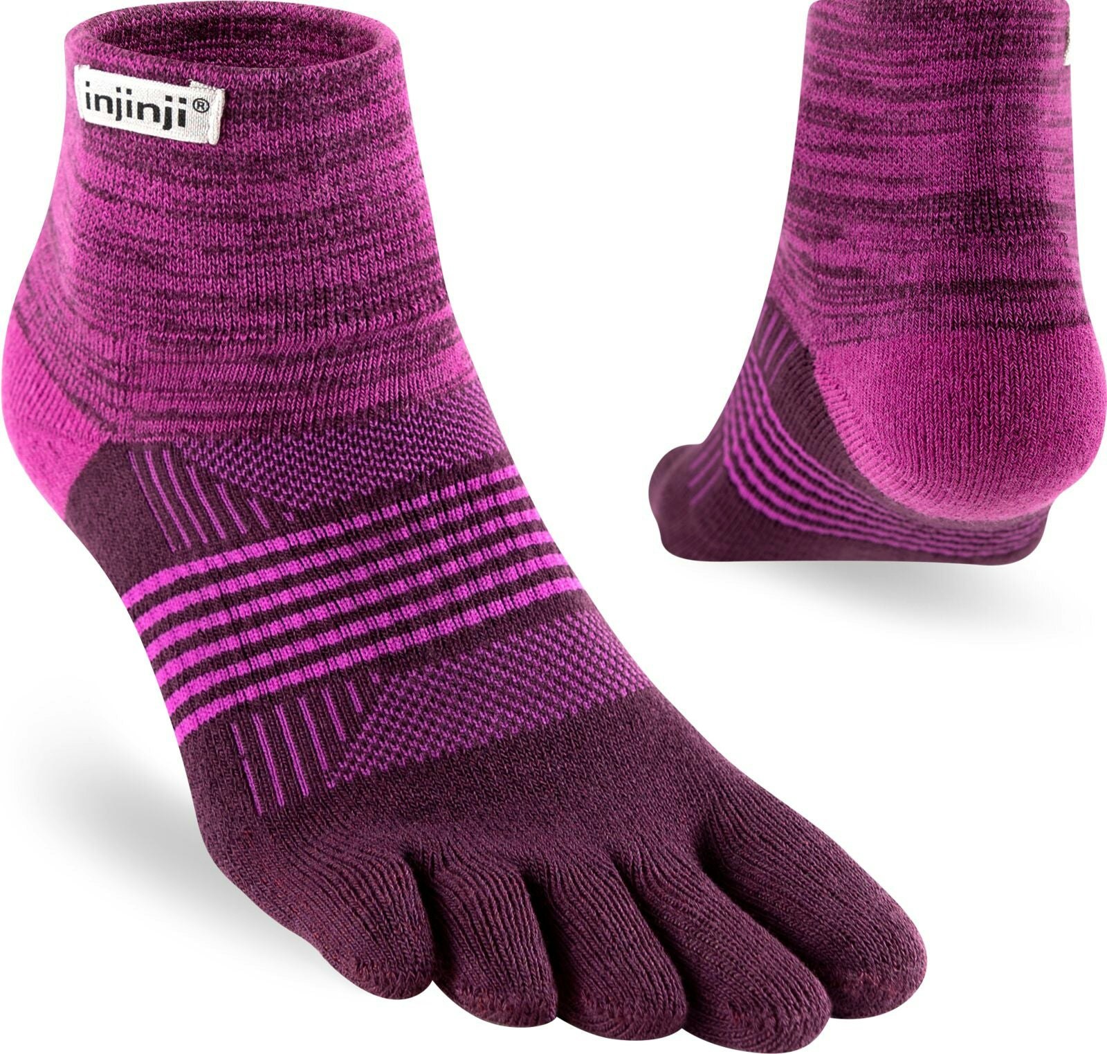 Injinji Women's Blue Mid-Weight Trail Run Toe Socks {Inj-Wtr} - Seascape - X-Small/Small