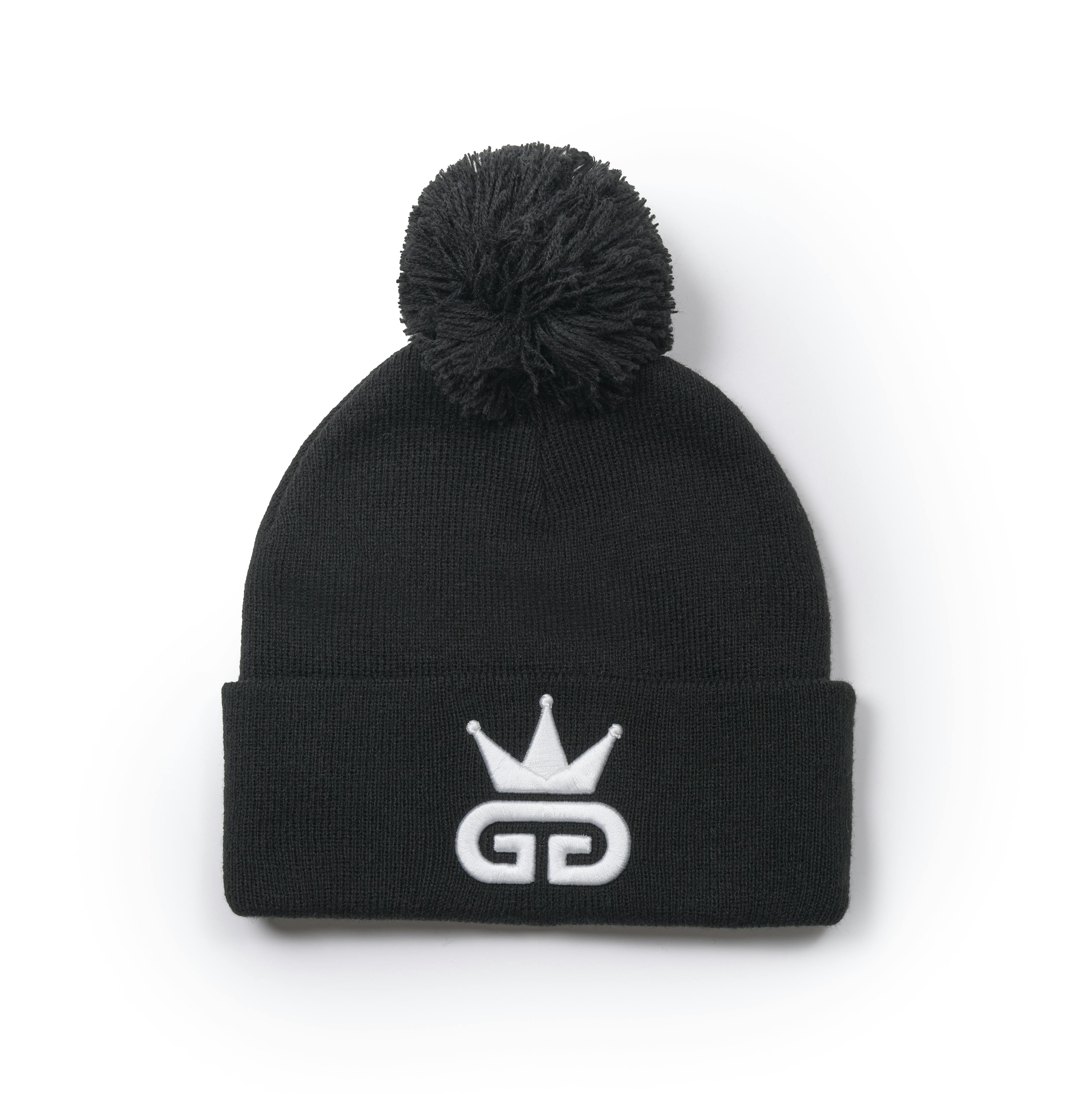 God Given Talent White/Black Ggt Logo Bobble Woolly Hat - Ggtwh00005