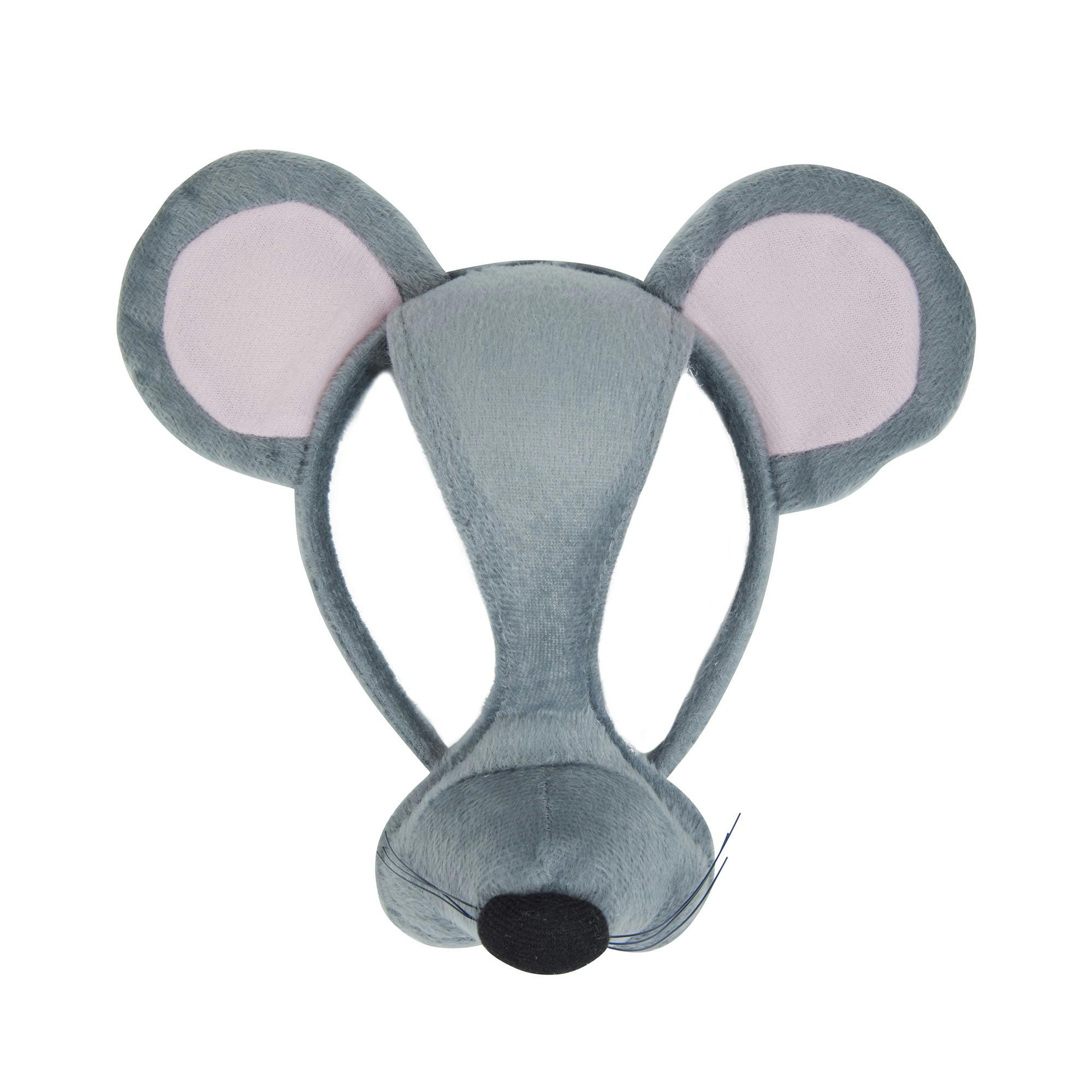 Bristol Novelty Unisex Grey Mouse Mask On Headband With Sound (Batteries Included) - One Size