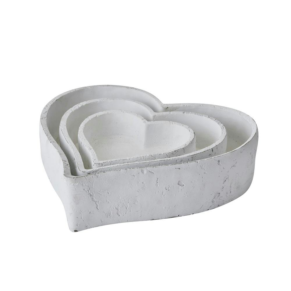 Rackhams White Ceramic Heart Decorative Bowl (Pack Of 3) - One Size - 100% Mixed