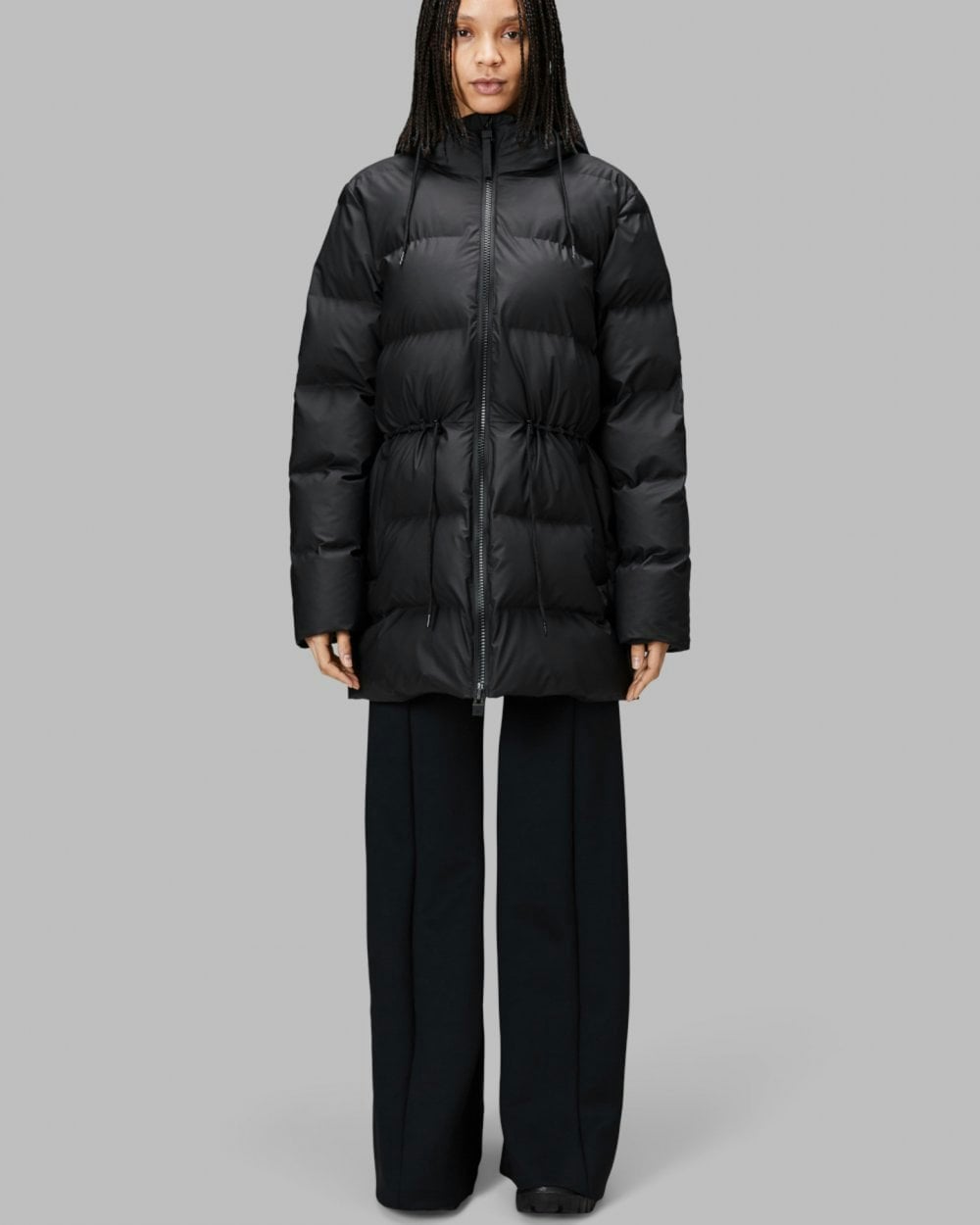 Rains Women's Alta Water-Resistant Insulated Long Puffer Jacket - Black 01 - Large - Image 7