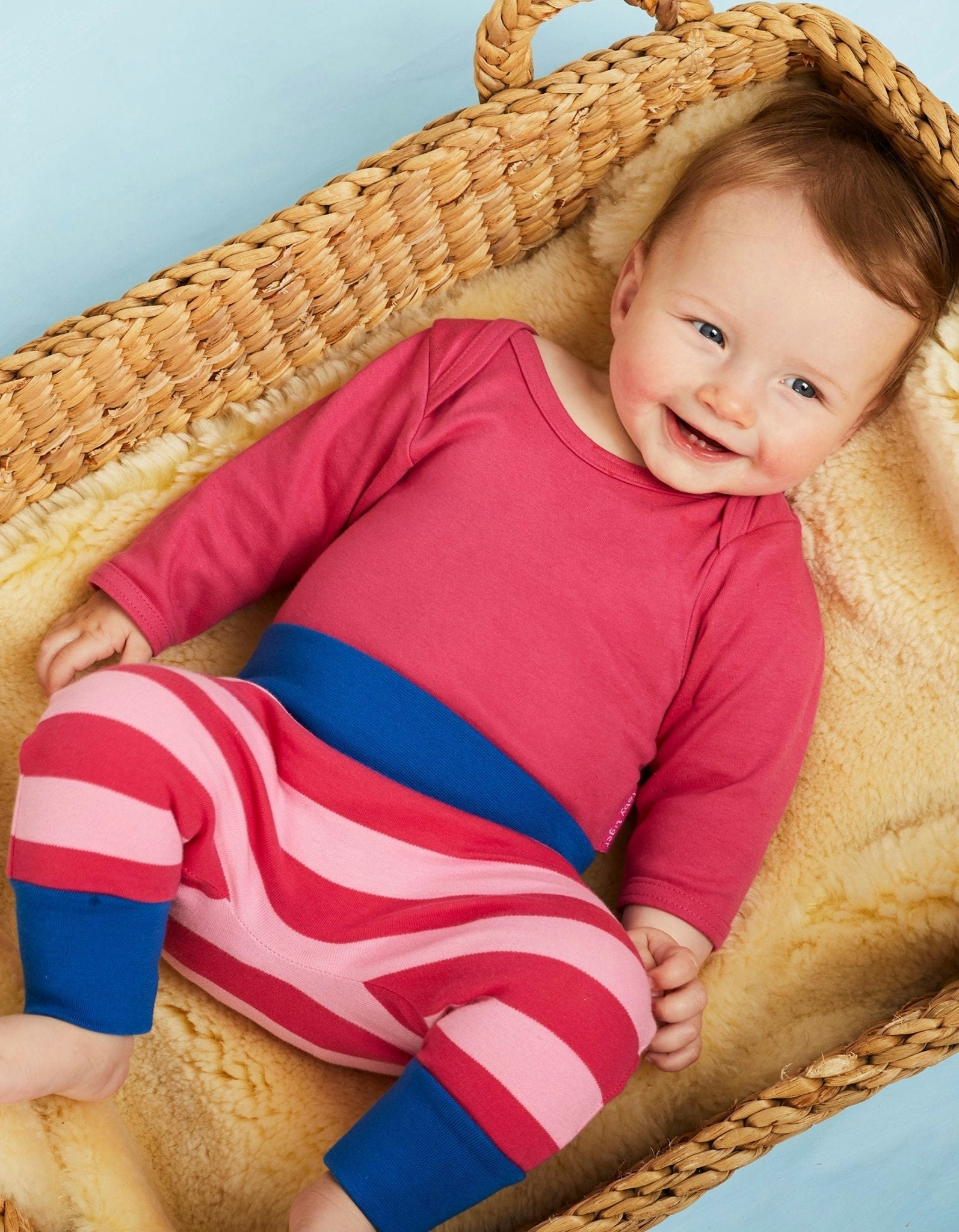 Toby Tiger Pink Organic / Stripe Yoga Pants - Size 2-3Y / 98Cm