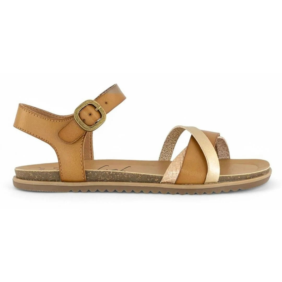 Blowfish Malibu Women's Monti-B - Tan Strappy Buckle Wedge Sandals - Uk 8