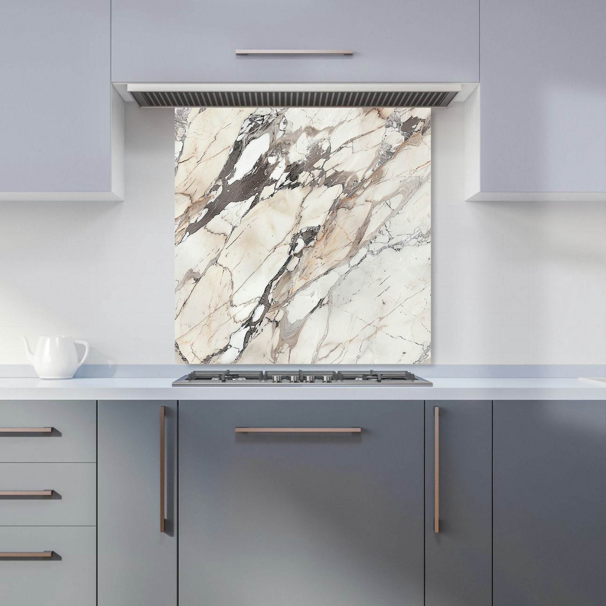 Warren Reed White - Designer Off Marble Effect Kitchen Splashback - W600mm X H600mm