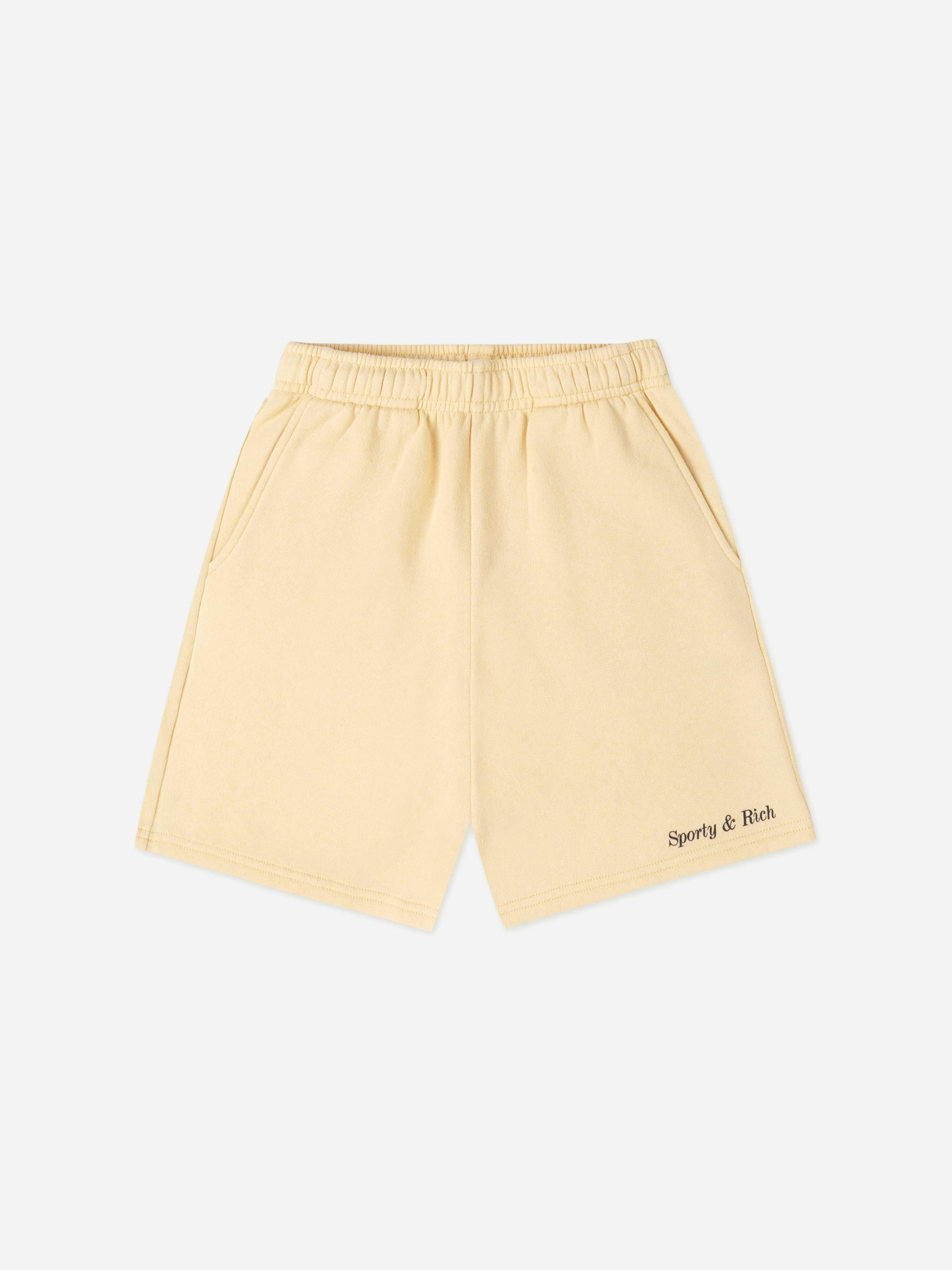 Sporty & Rich Unisex Kids Yellow Kids Classic Logo Gym Shorts In - 8 - 10 Yrs
