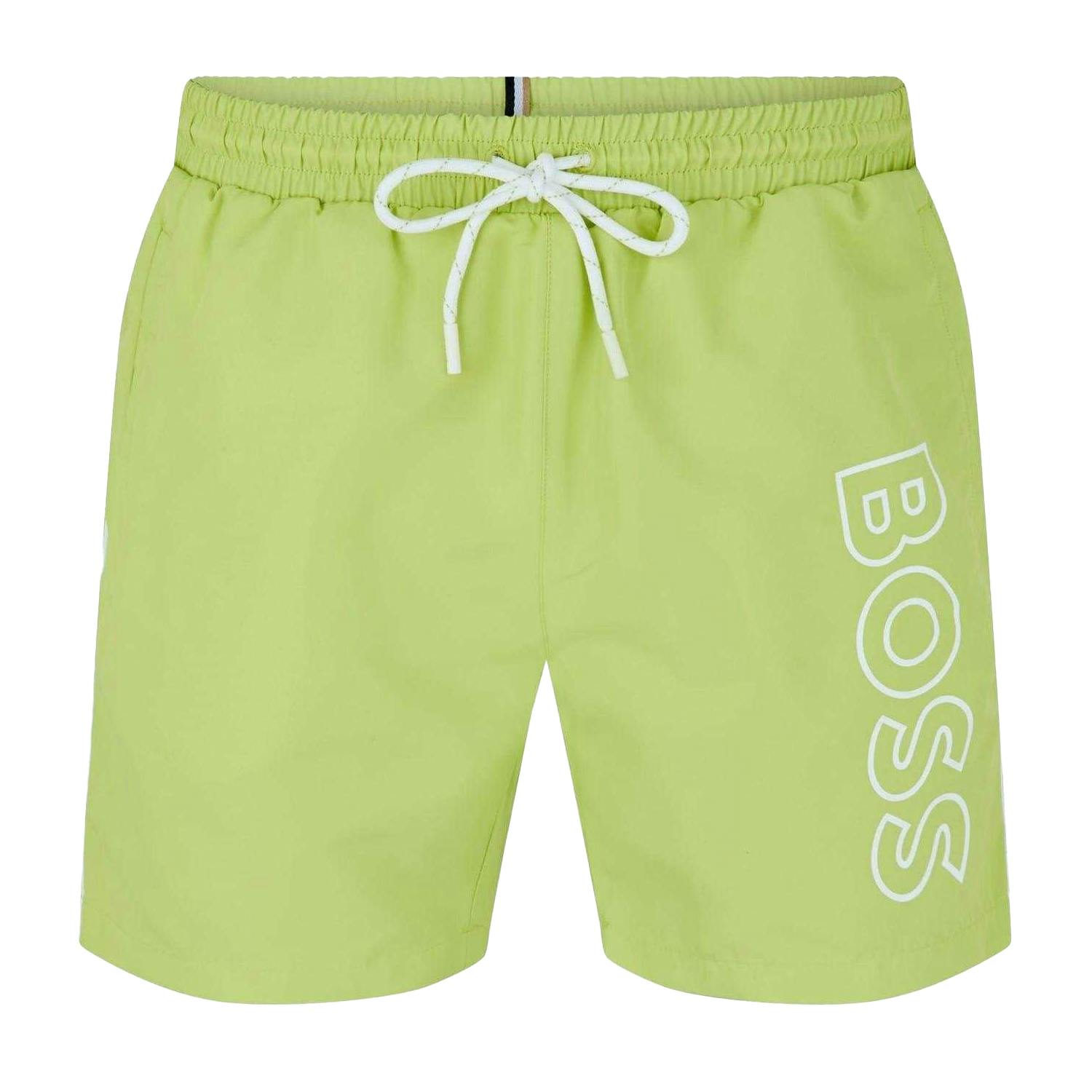 Boss Men's Green/White Starfish Swim Shorts - Lime - S - Lime - 100% Recycled Polyester