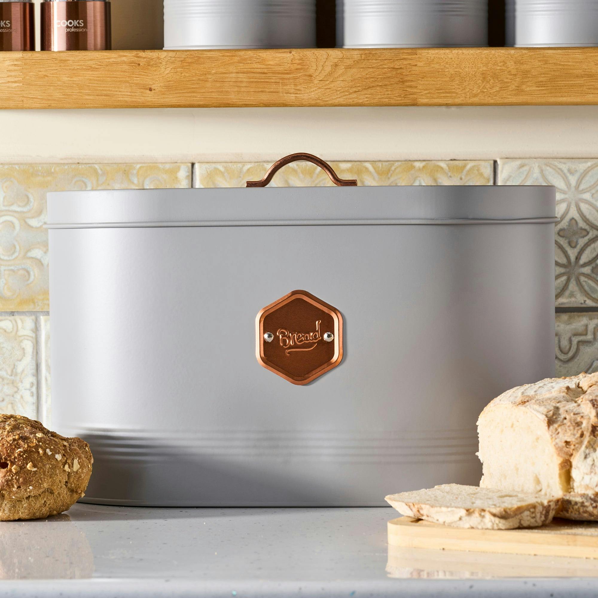 Cooks Professional Grey Bread Bin | / Copper