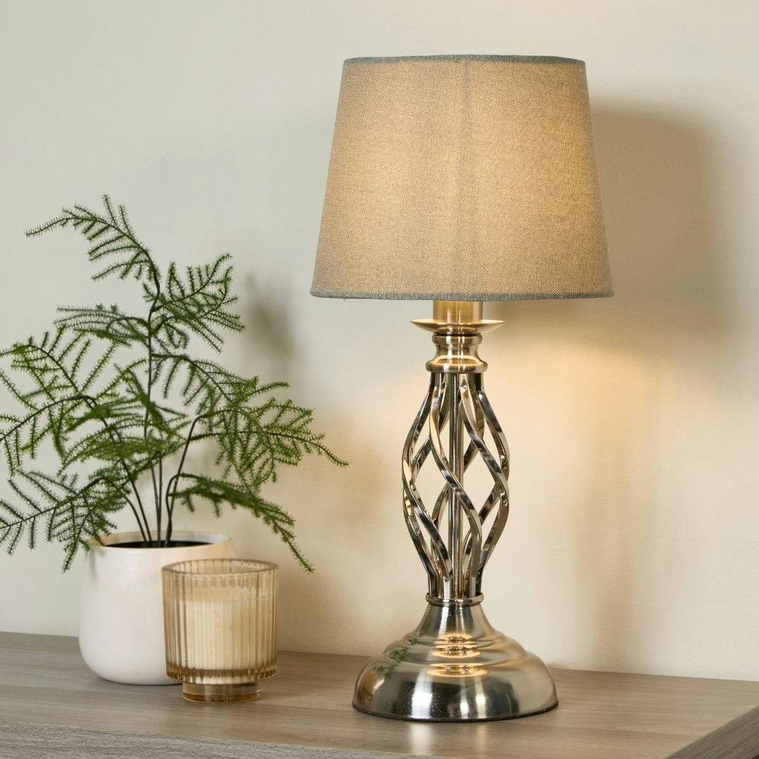 Pagazzi Lighting Grey Manor Chrome Table Lamp With Shade