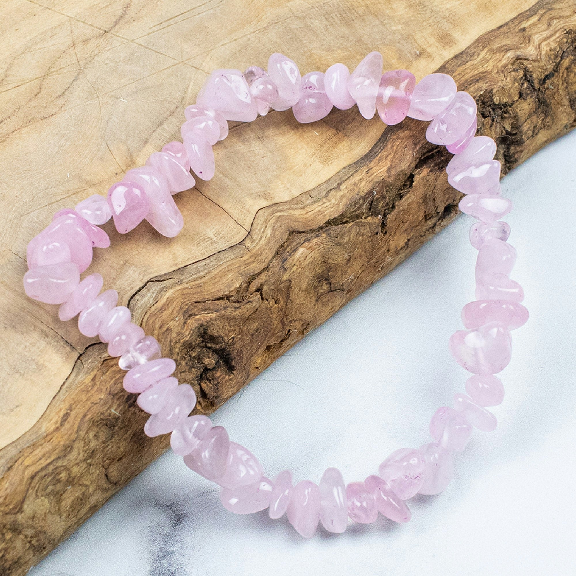 Myga Red/Turquoise Stone Chip Bracelet - Rose Quartz