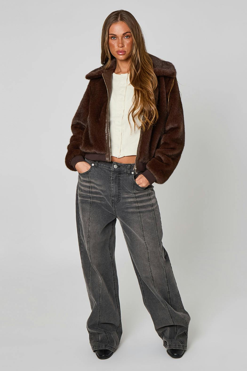 Urban Bliss Faux Fur Bomber Jacket - 12