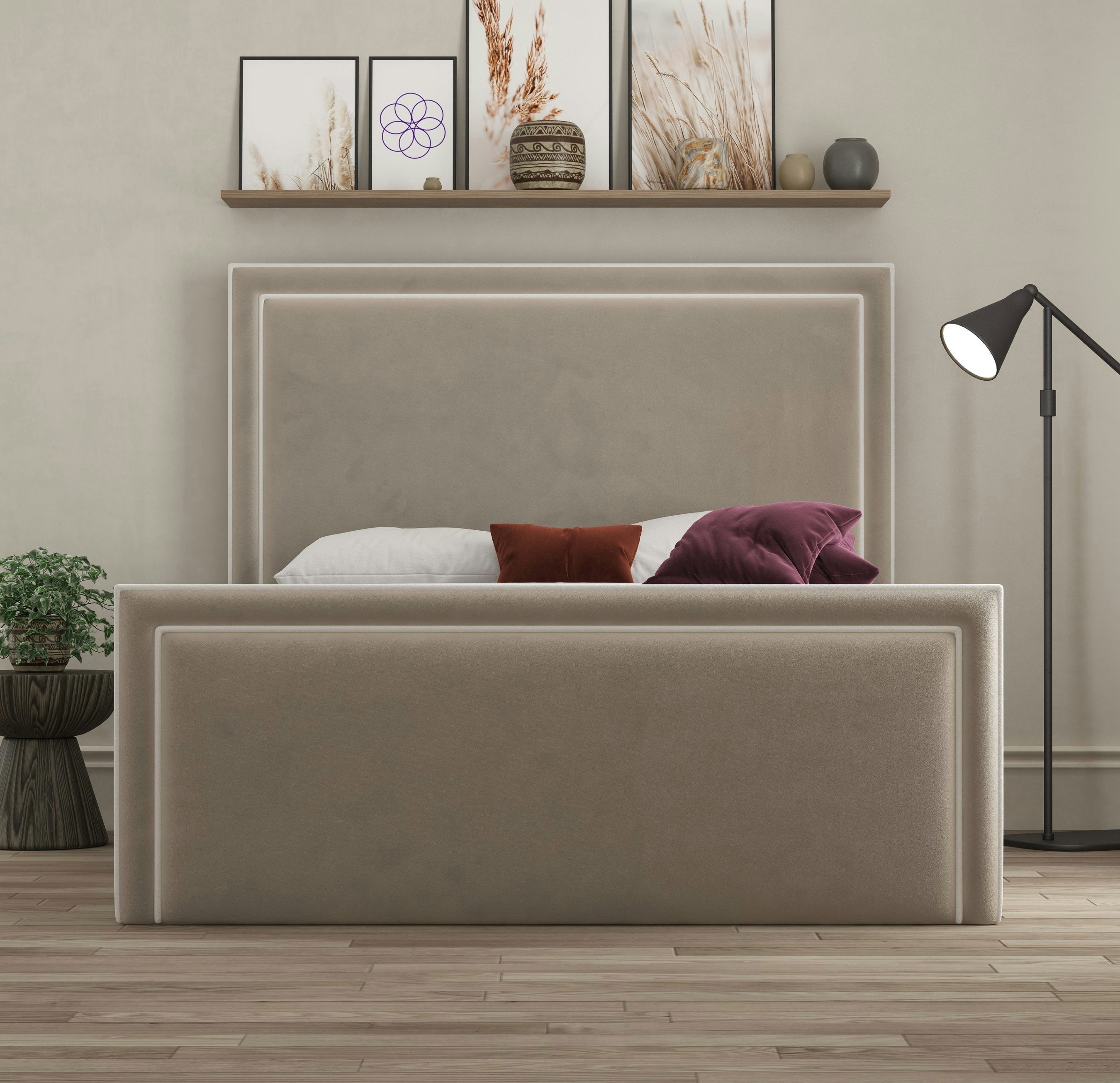 Ds Living Beige Verona Piping Ottoman Bed - Bistra - Single