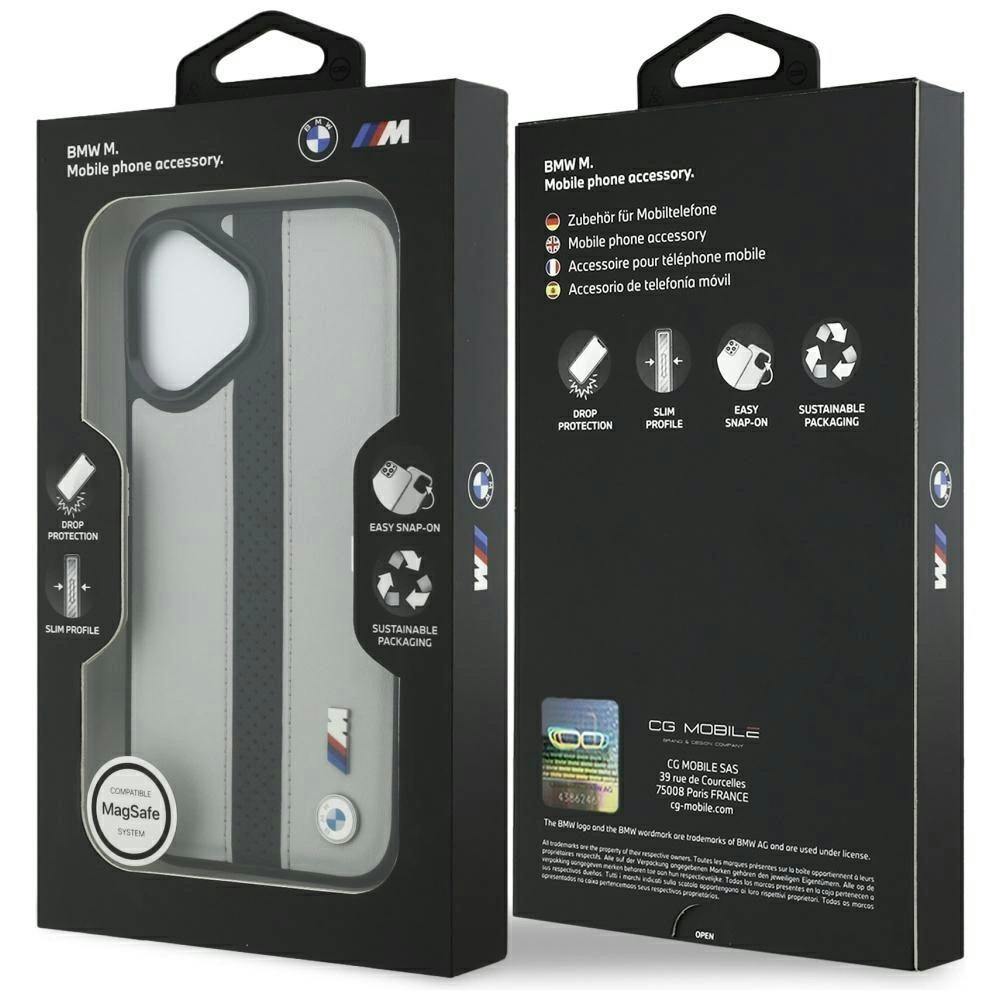 Bmw Grey M Perforated Stripe Logo Case With Magsafe For Iphone 17 6.3" - Bmhmp17s25pcpsgk