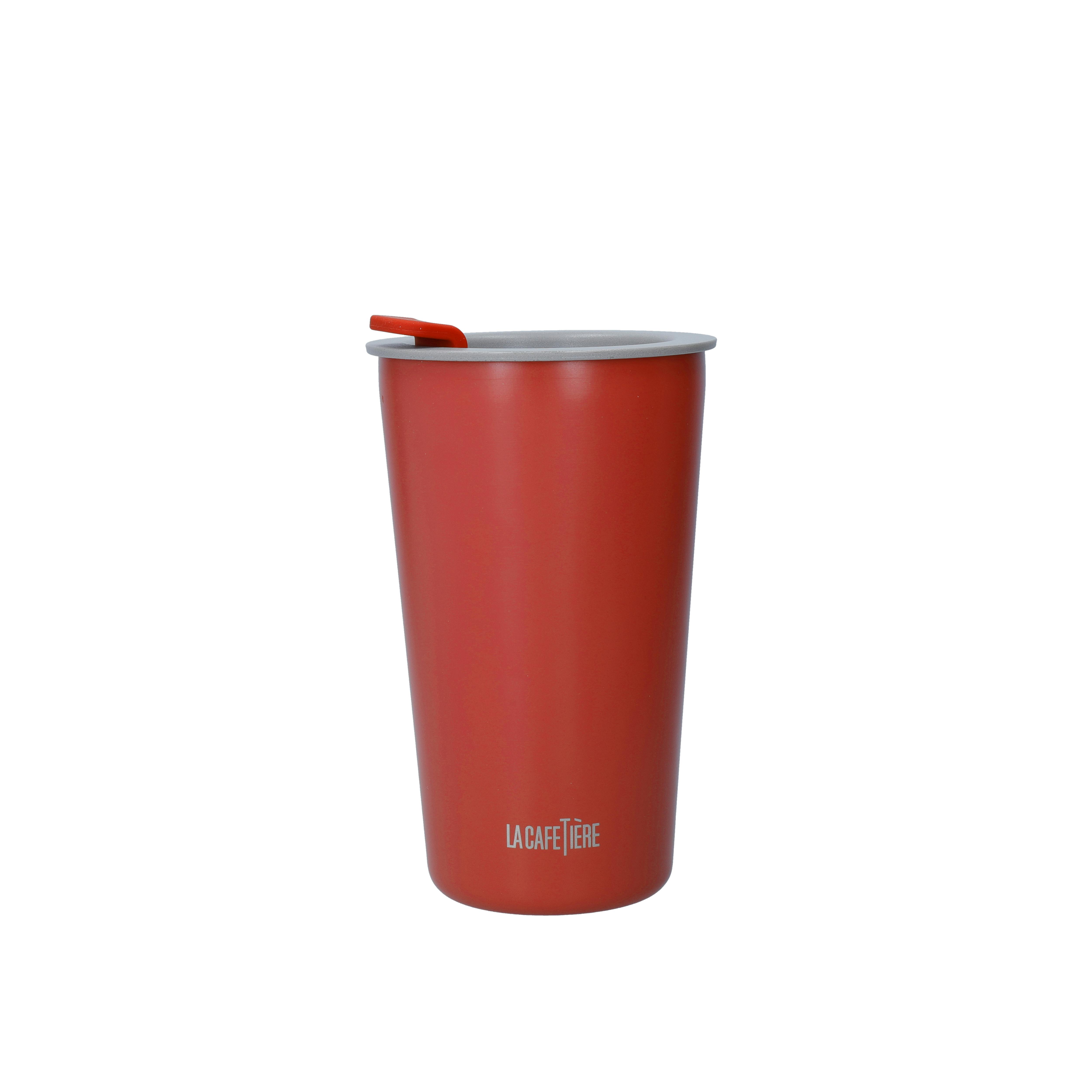 Rackhams Red Pavia Insulated Travel Mug, 400Ml, - Stainless Steel - Travel Mug