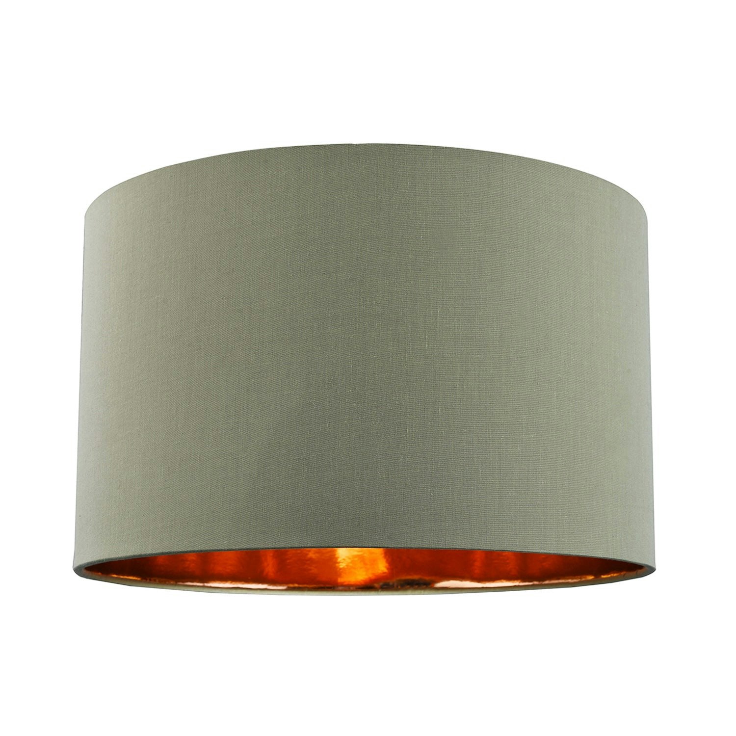 Happy Homewares Green Olive Cotton 14" Table/Pendant Lampshade With Shiny Copper Inner