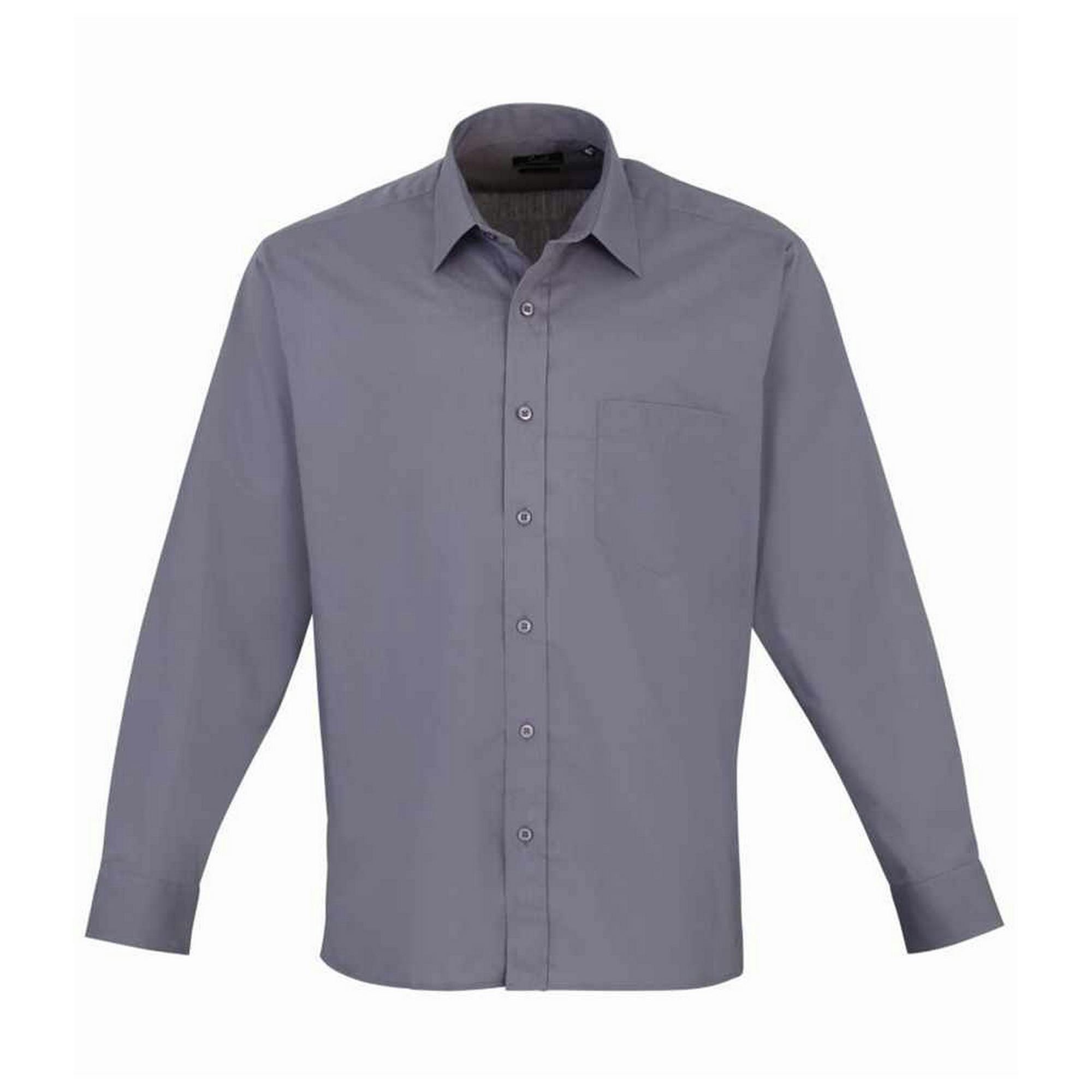 Joom Premier Men's Grey Poplin Long-Sleeved Shirt Cm - Image 4