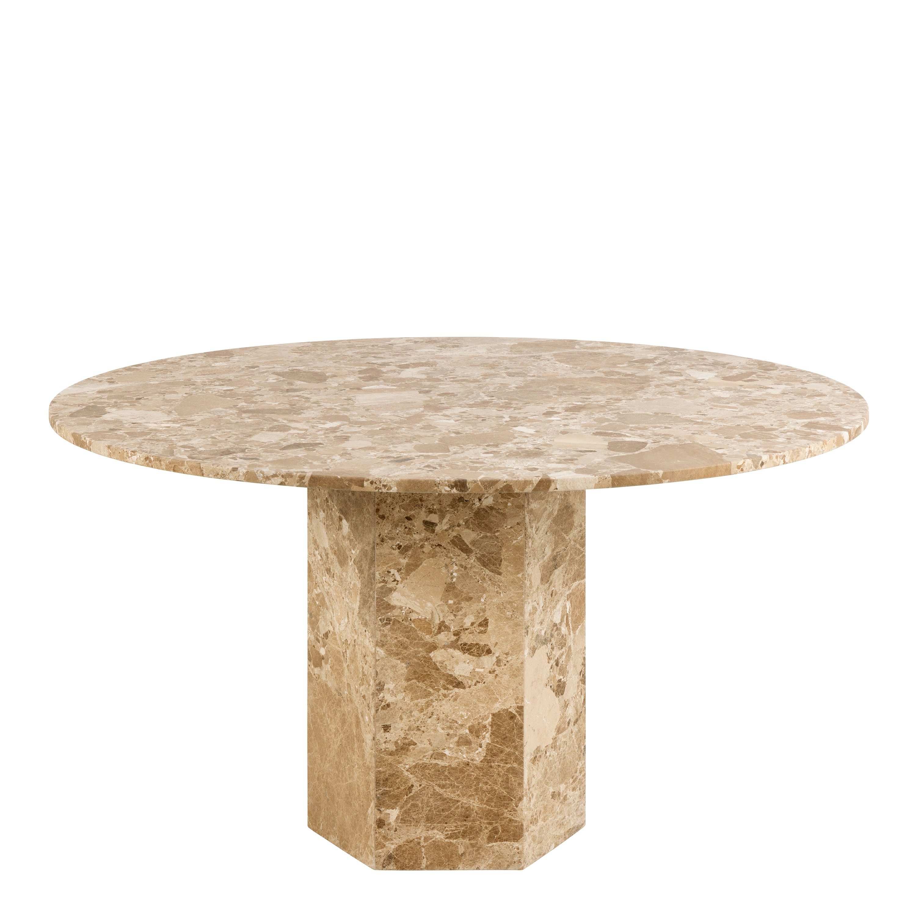 Rackhams Brown Naxos Round Dining Table In Marble - 1 - No