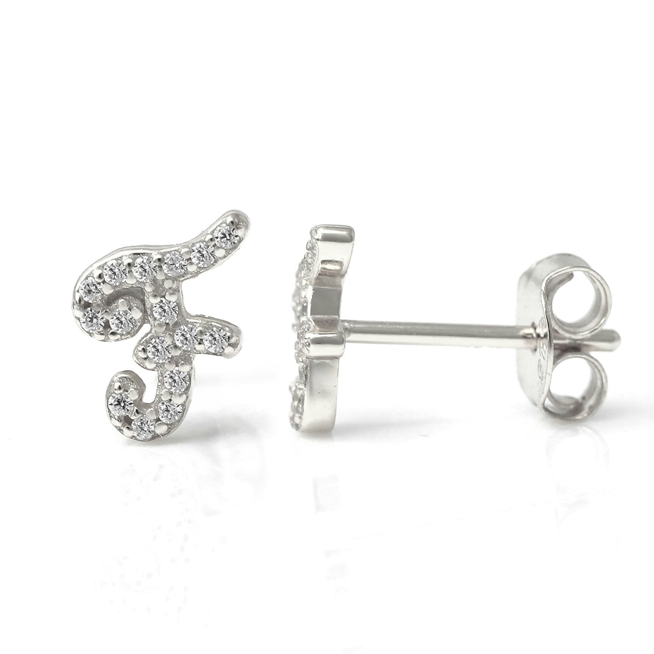 Say It With Silver Luxe Cz Initial Earrings - Sterling - F