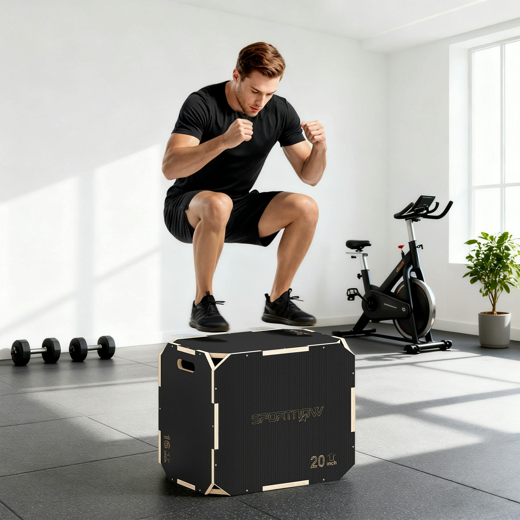 Sportnow Non-Slip Plyo Box, Corner-Free Wooden Jump Box, 41 X 61 X 51 Cm