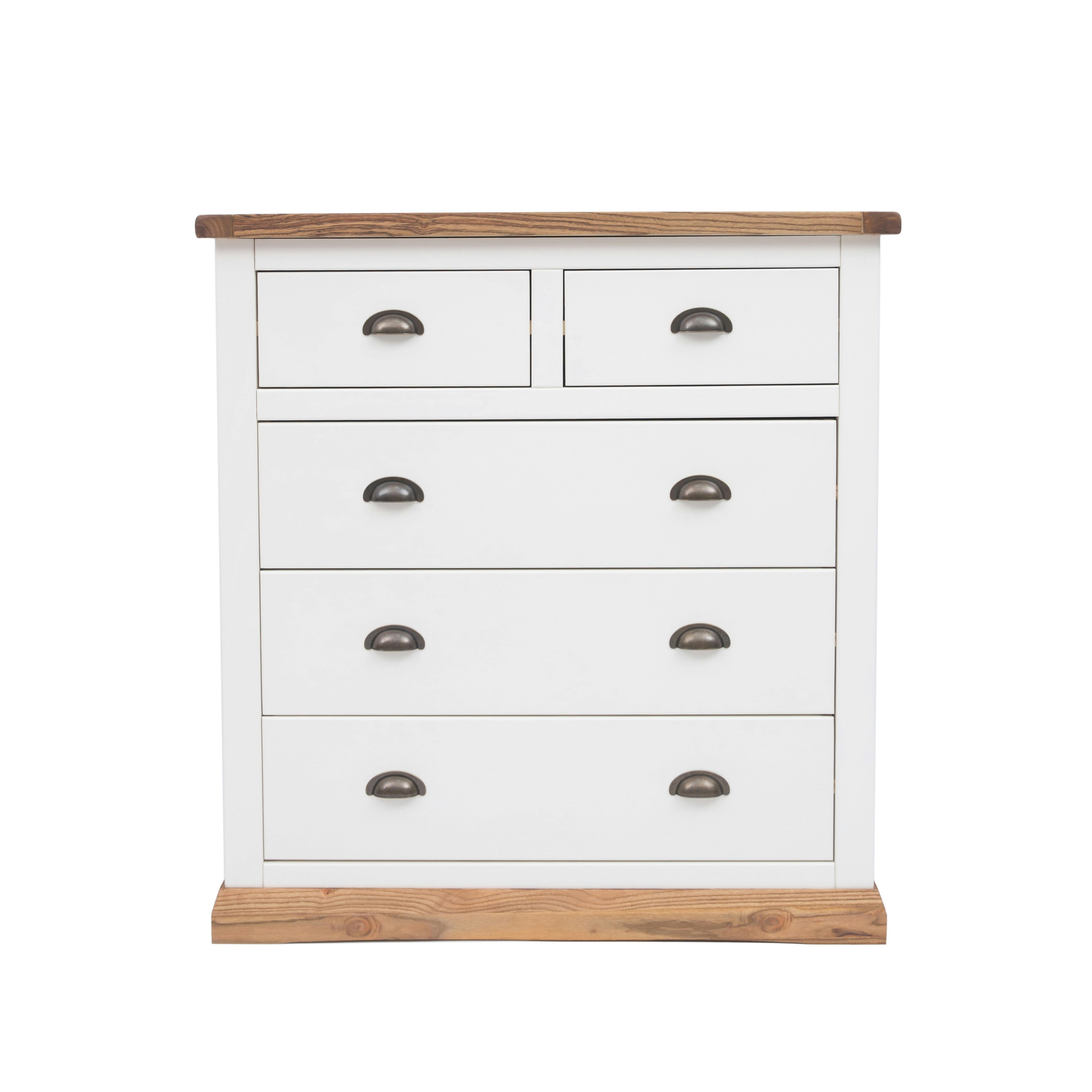 Rackhams White Tropea 5 Drawer Chest Of Drawers Brass Cup Handle - Off