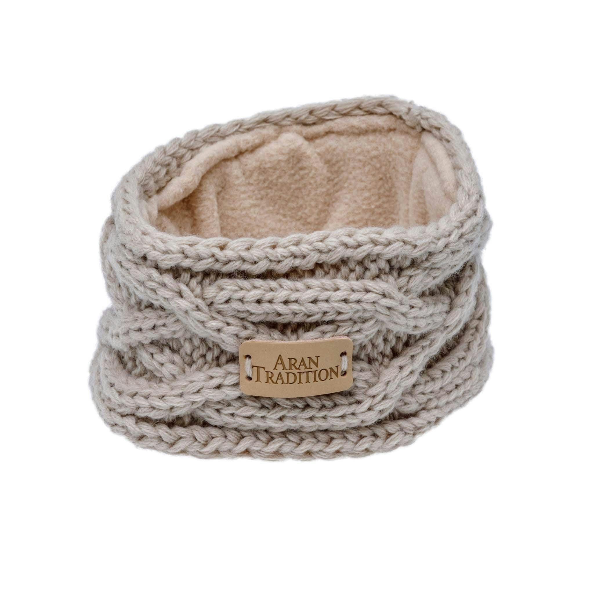 Aran Traditions Aran Junior Cable Knit Headband - Oatmeal - 7-9Yrs