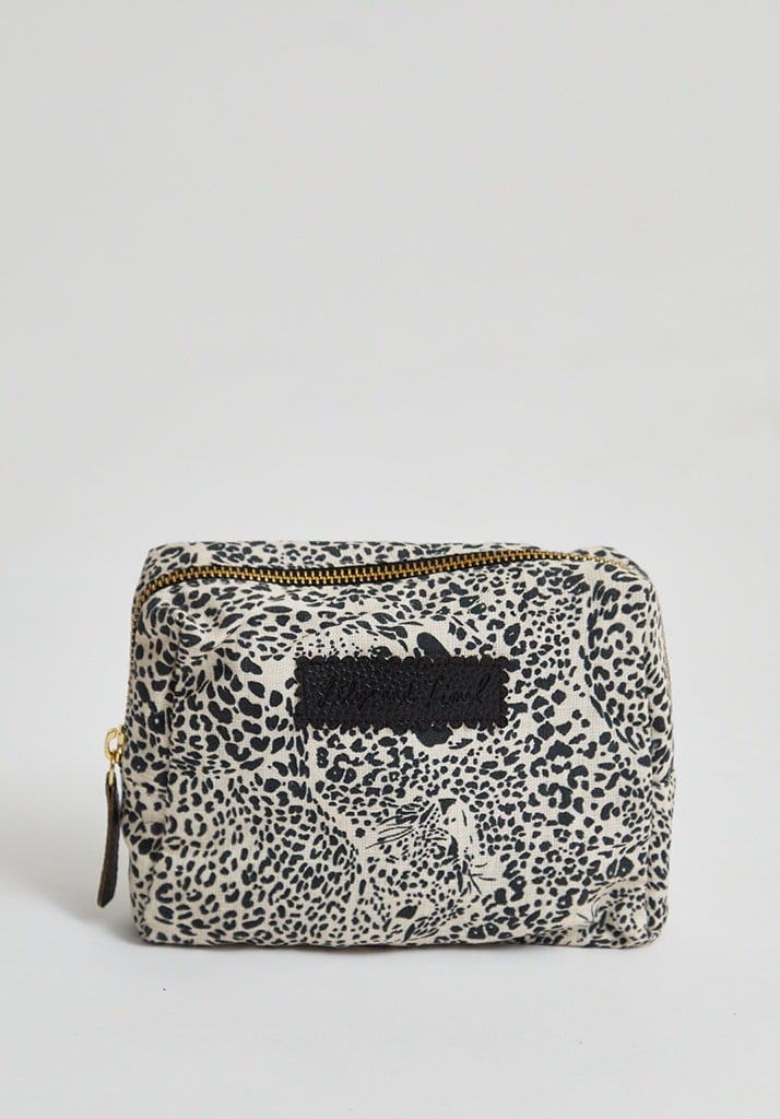 Lily And Lionel Cream Maya Hidden Leopard Print Cosmetic Bag In